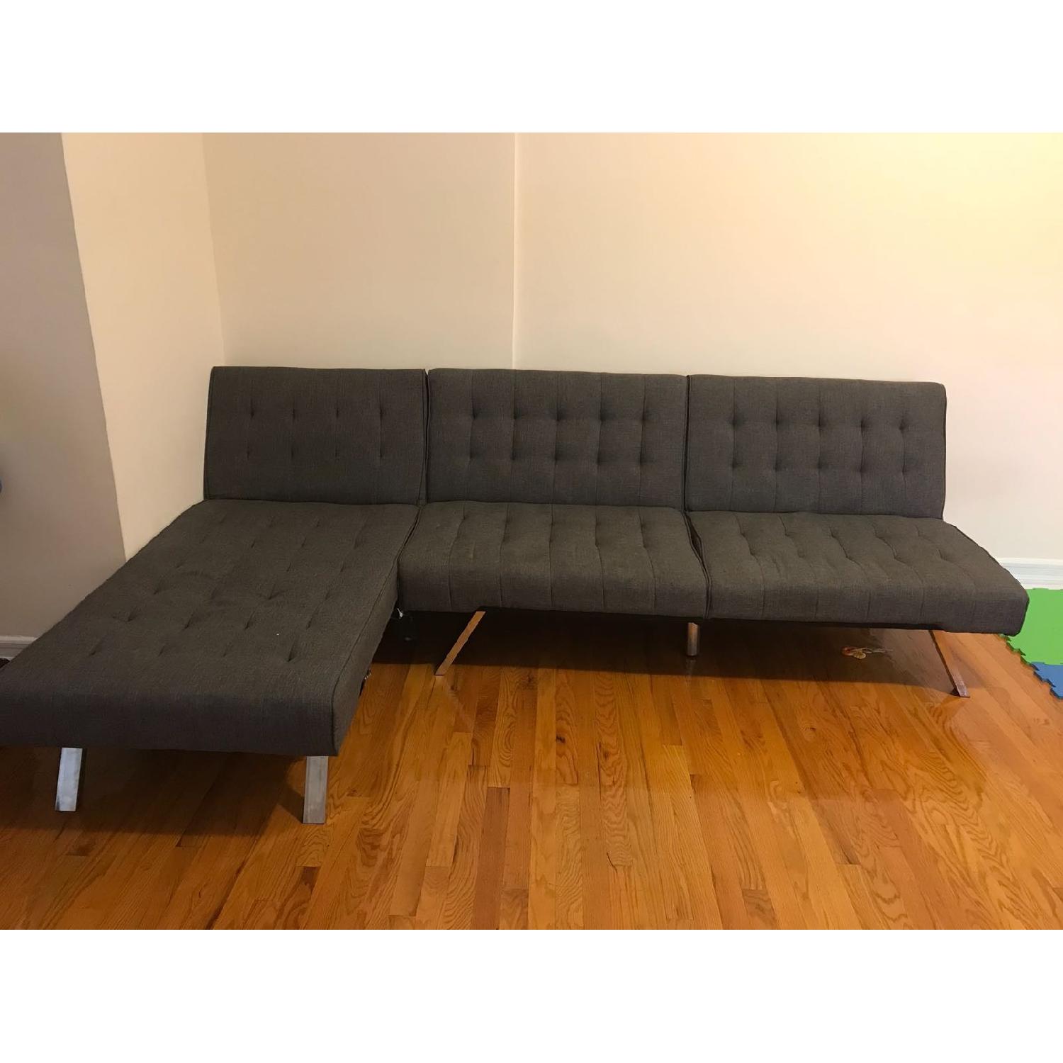 DHP Furniture Emily Futon w/ Chaise in Grey - image-2