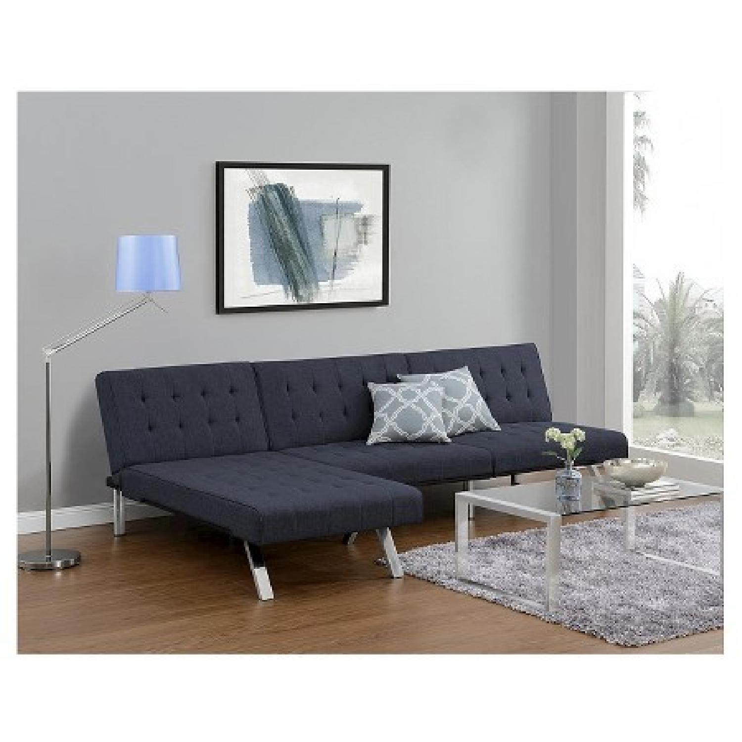 DHP Furniture Emily Futon w/ Chaise in Grey - image-4