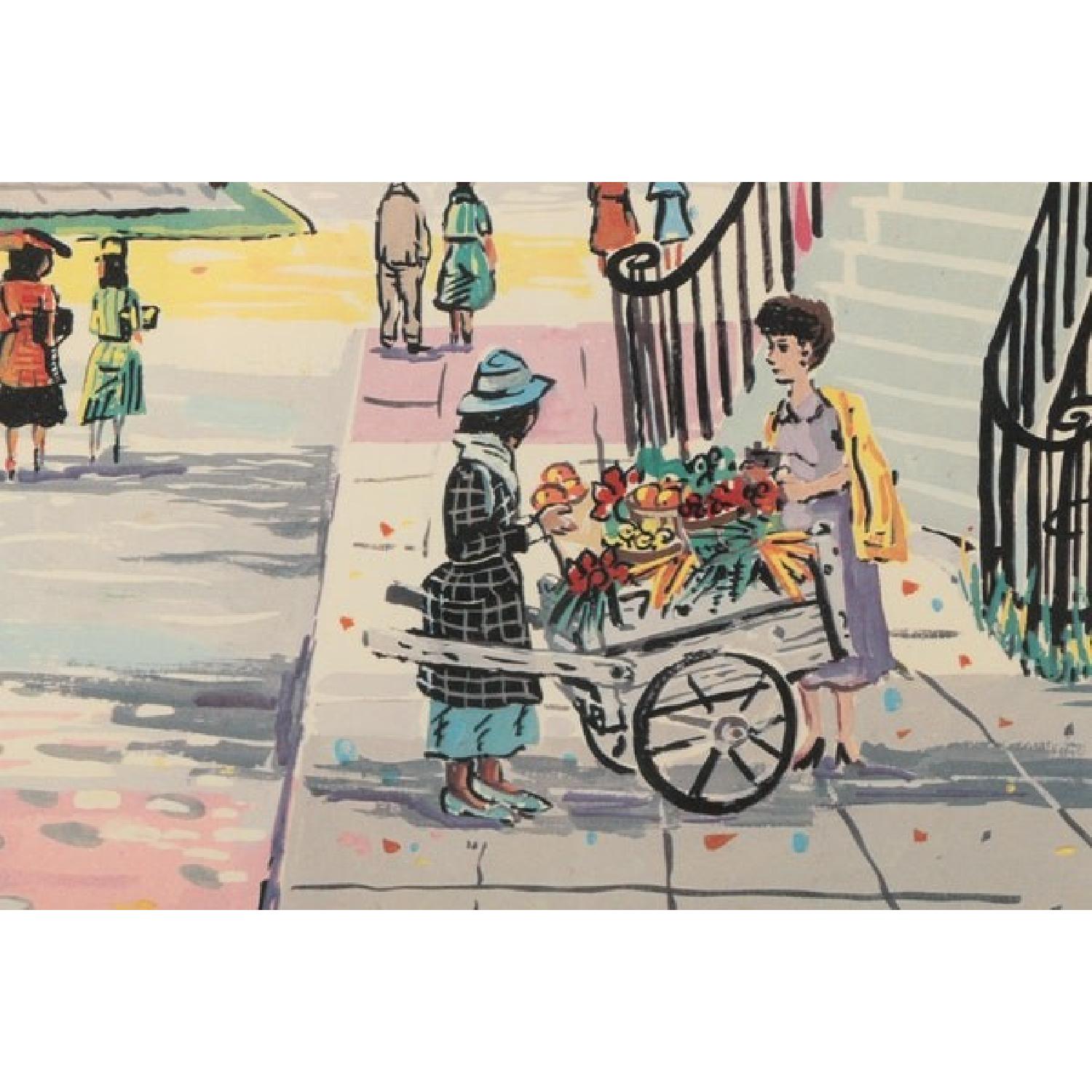 Antique Offset Lithograph of Street Scenes - image-9