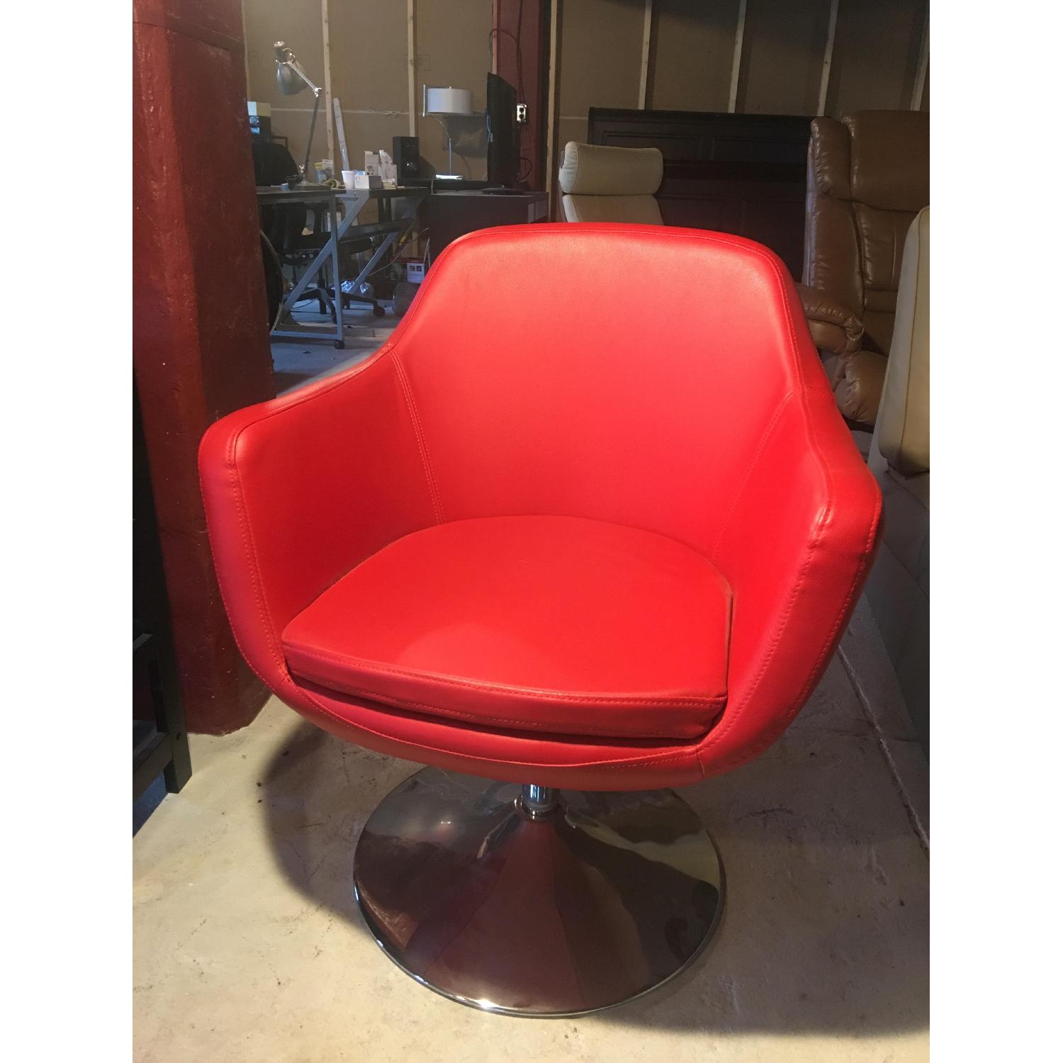 Crate & Barrel Faux Leather Red Chair - image-1