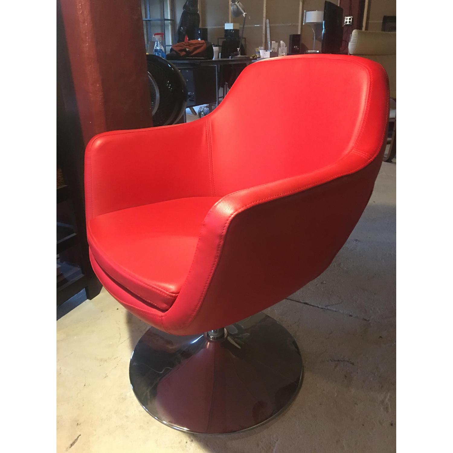Crate & Barrel Faux Leather Red Chair - image-2