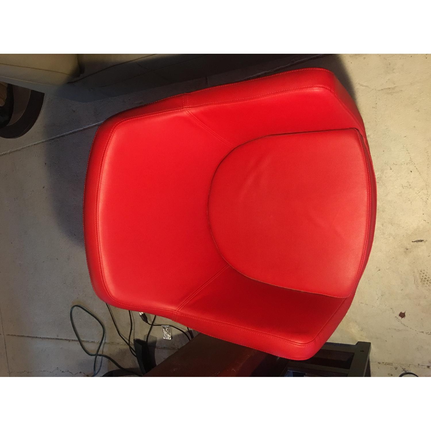 Crate & Barrel Faux Leather Red Chair - image-3