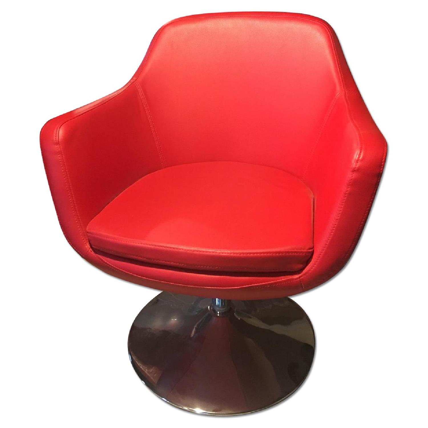 Crate & Barrel Faux Leather Red Chair - image-0