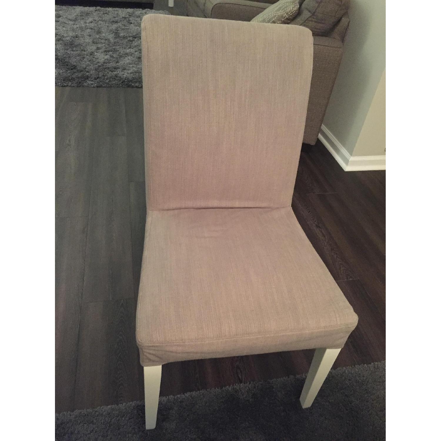 Wood White Dining Table w/ 6 Ikea Chairs - image-4