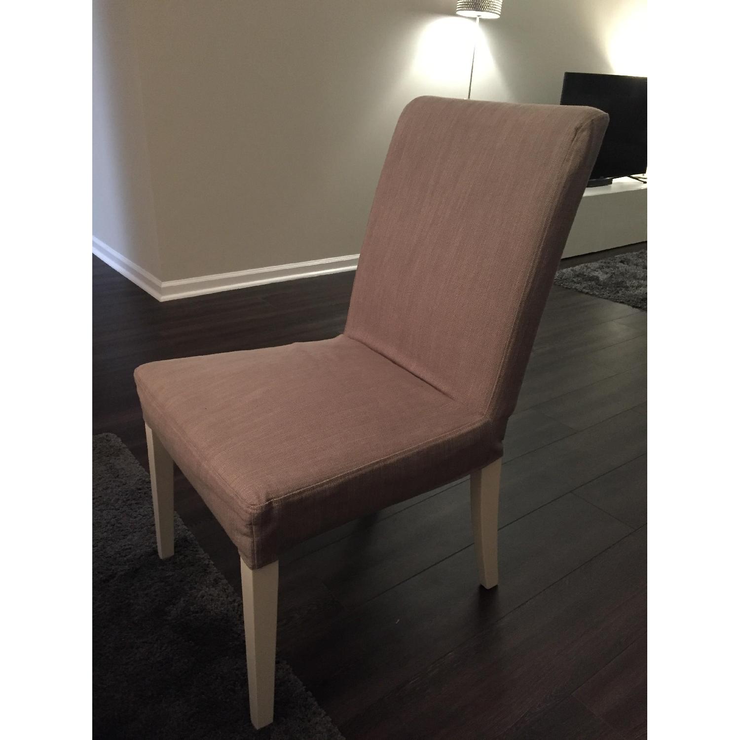 Wood White Dining Table w/ 6 Ikea Chairs - image-5