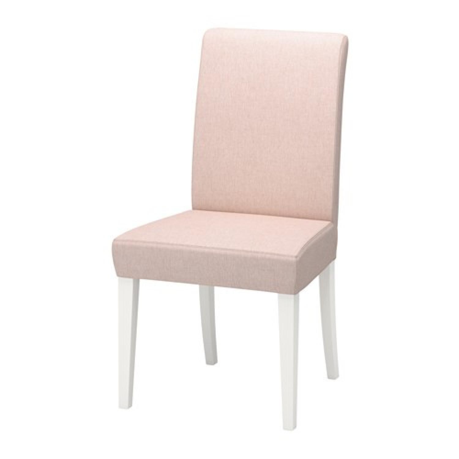 Wood White Dining Table w/ 6 Ikea Chairs - image-6