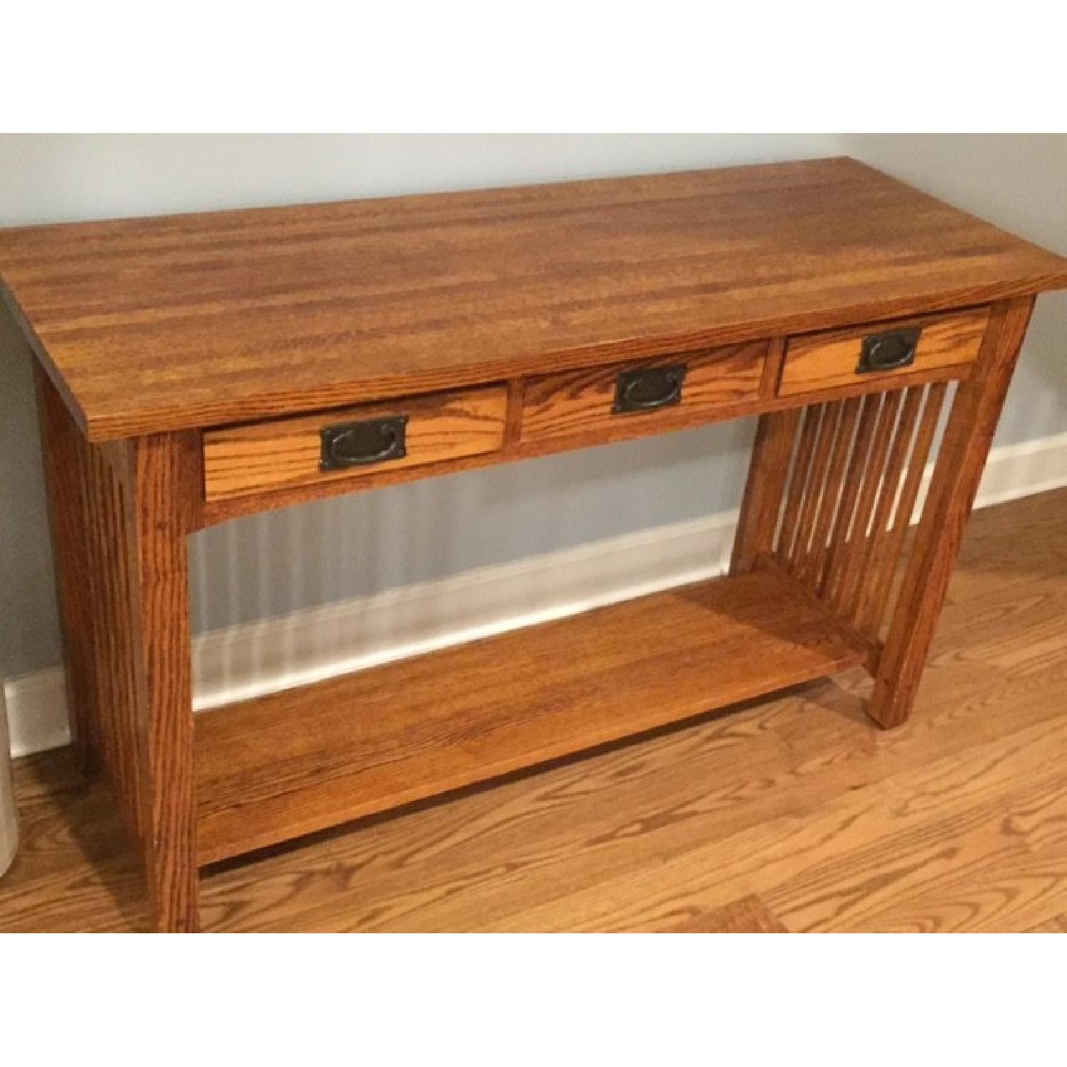 Restoration Hardware Mission Oak Sofa Table - image-1