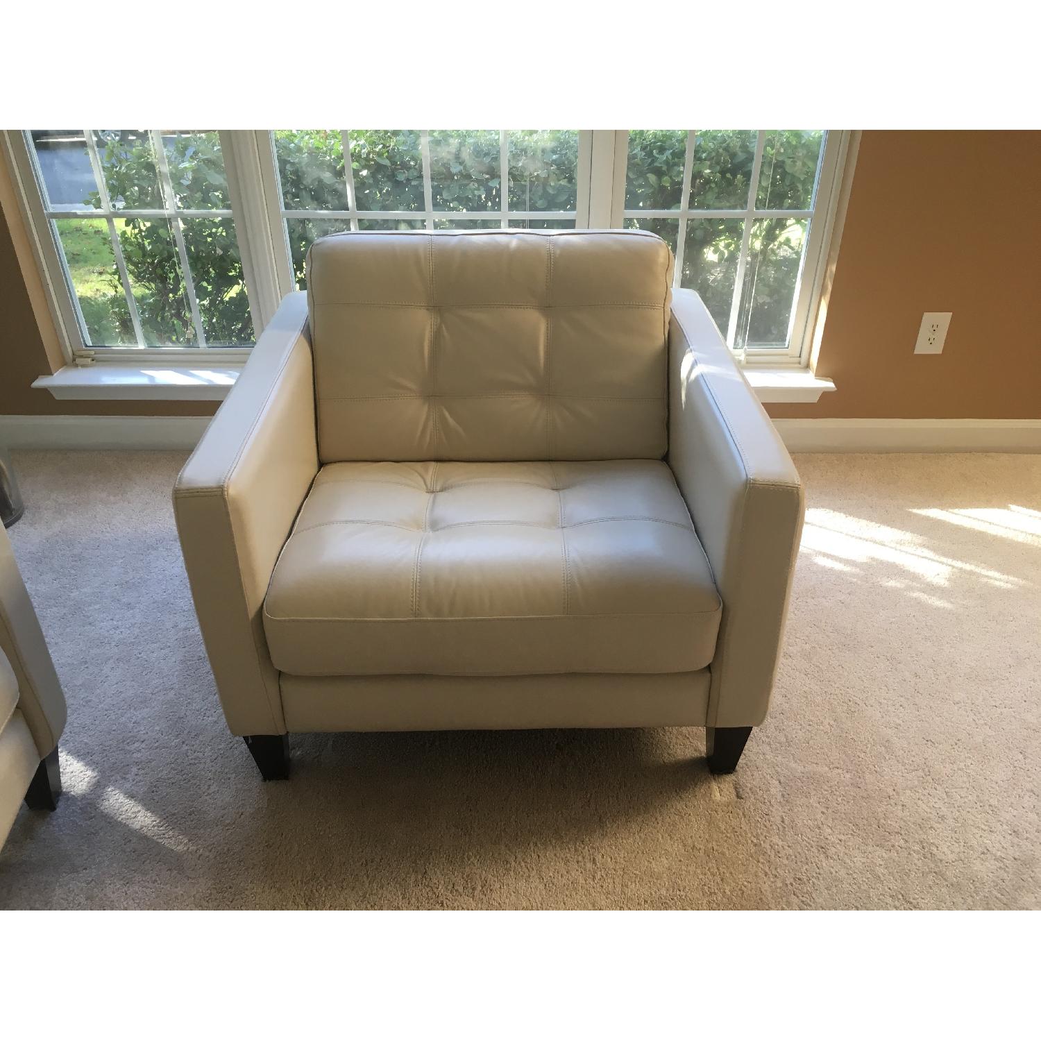 Macy's Milan Ivory Leather Chair - image-1