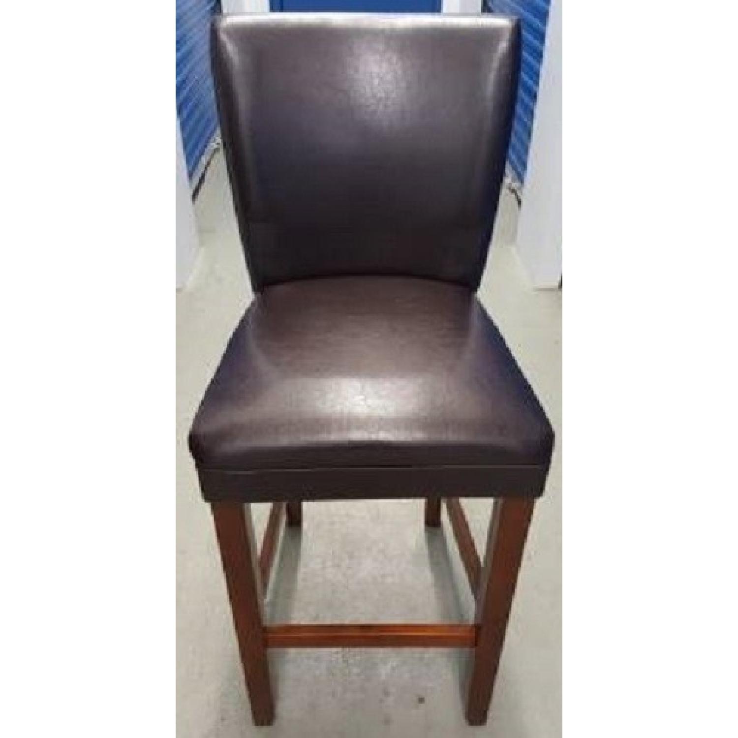 Wood/Leather Bar Stools Set of 6 AptDeco