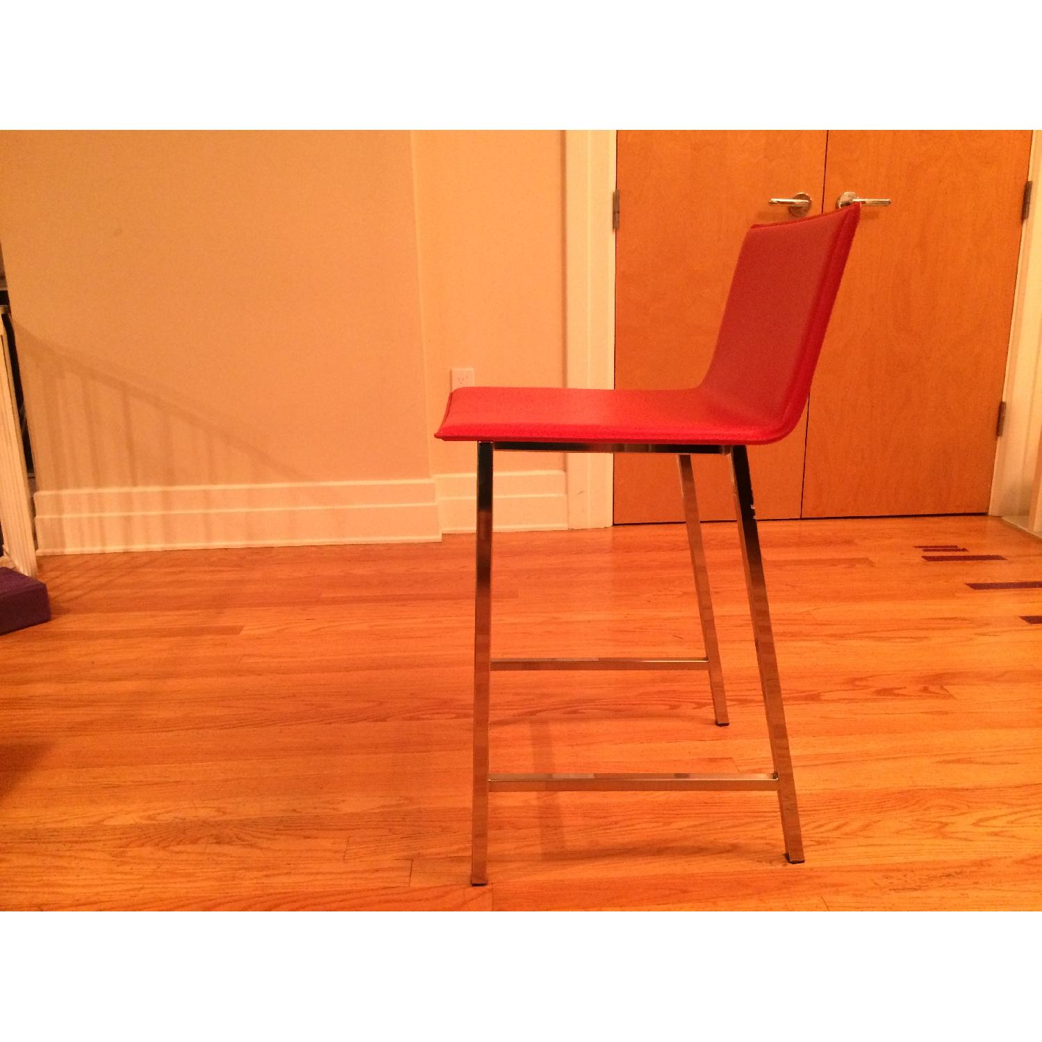 CB2 Orange Leather Bar Stools - image-2