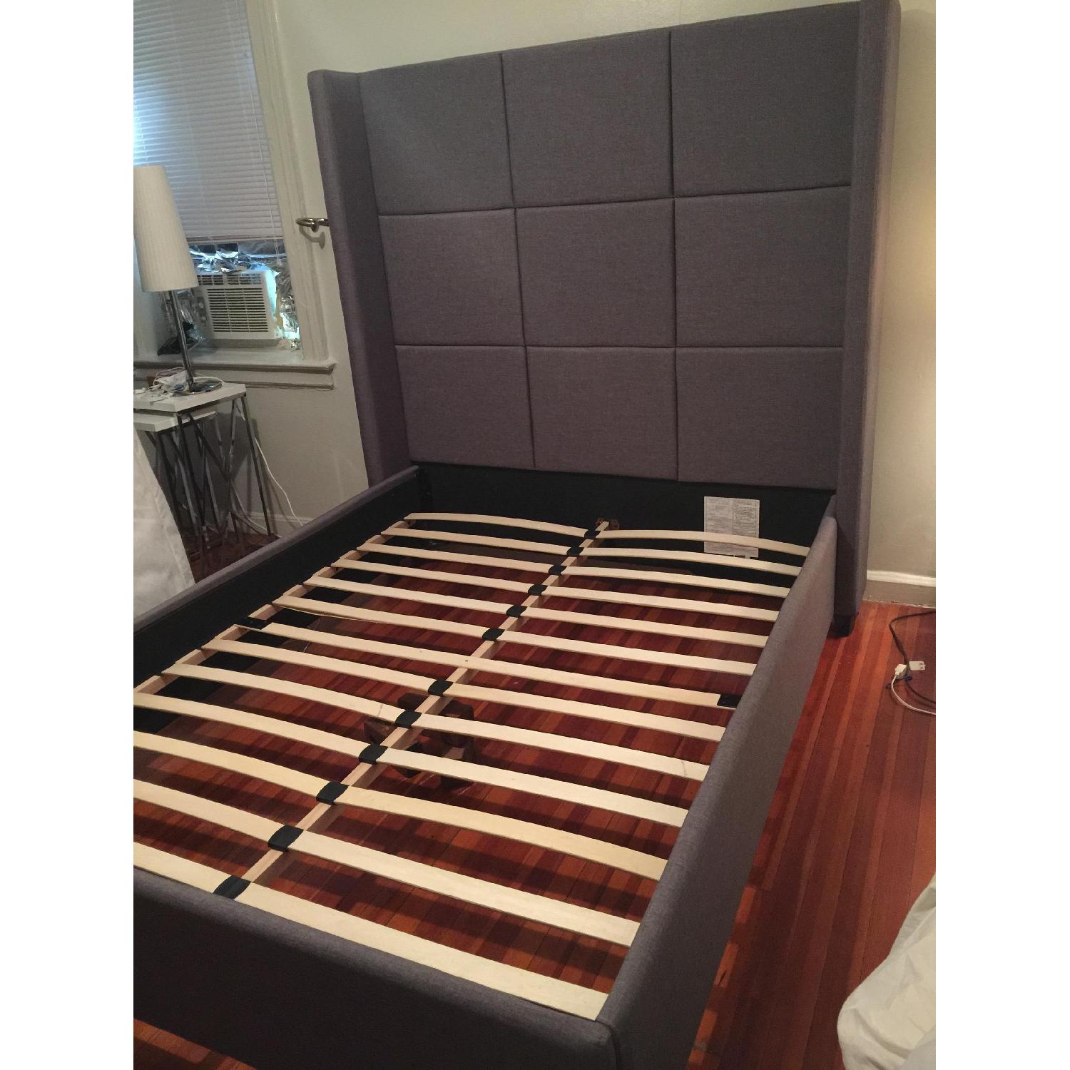 Overstock Jillian Gray Upholstered Queen Bed - image-2