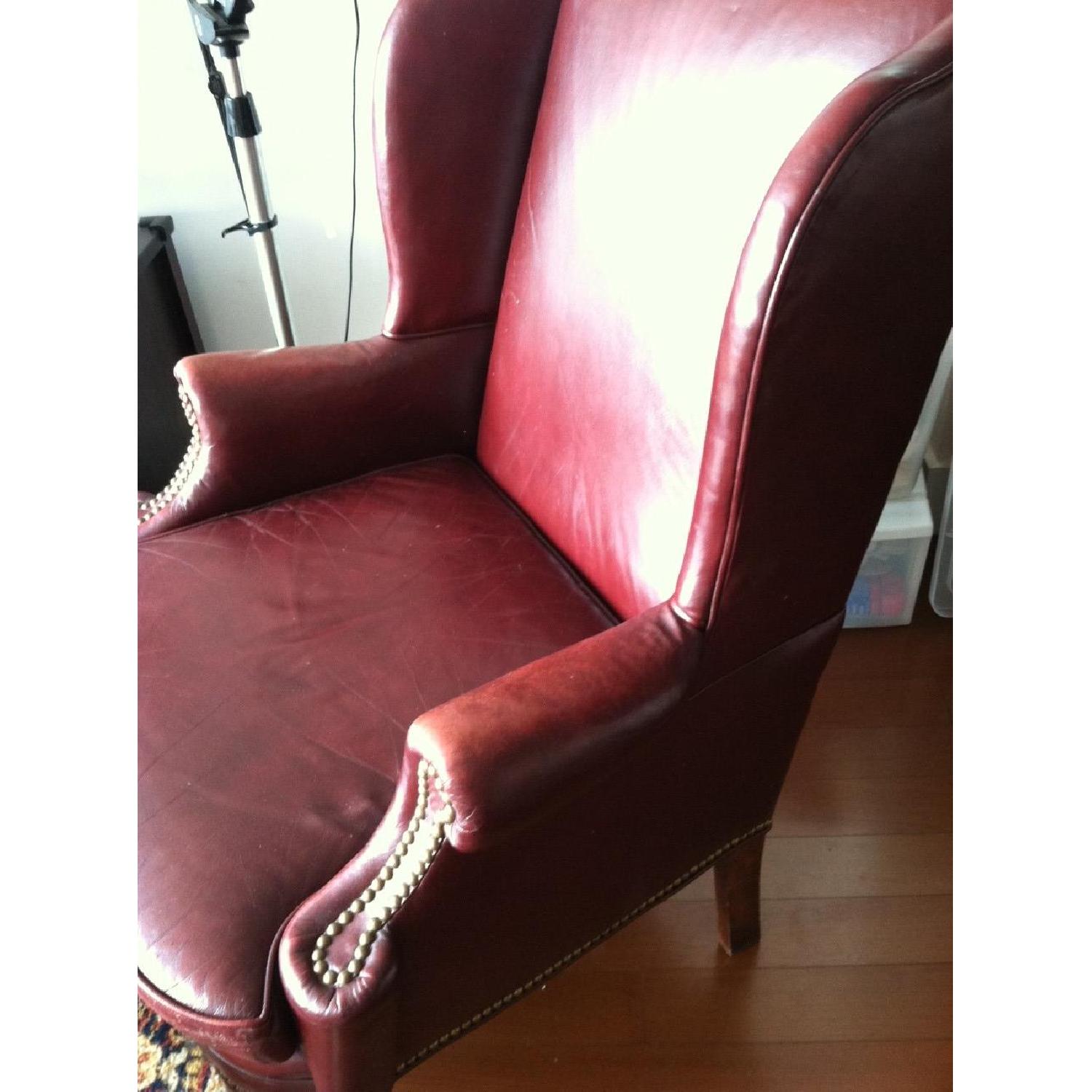 Ethan Allen Leather Wing Chair - image-2