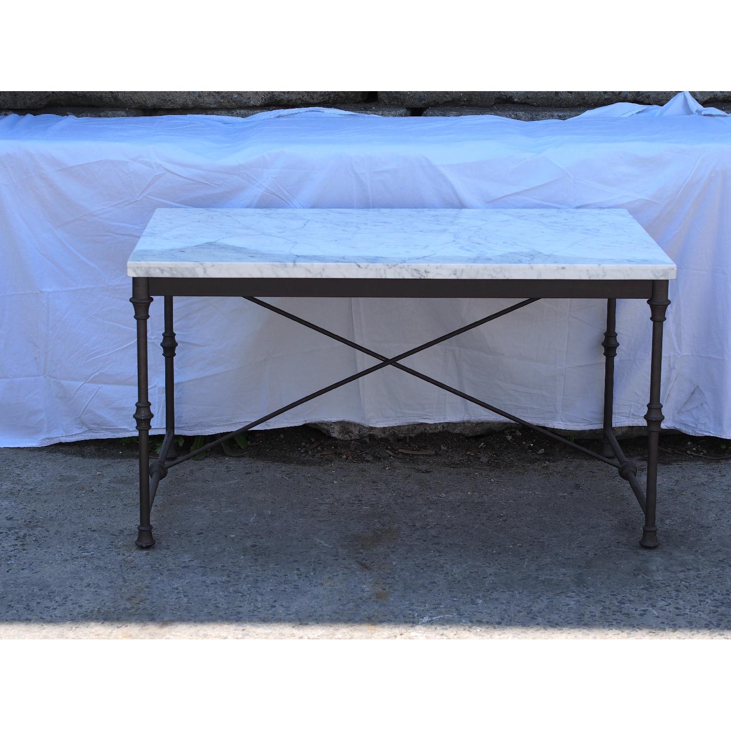 Crate & Barrel French Marble Dining Table w/ 4 Bistro Chairs AptDeco