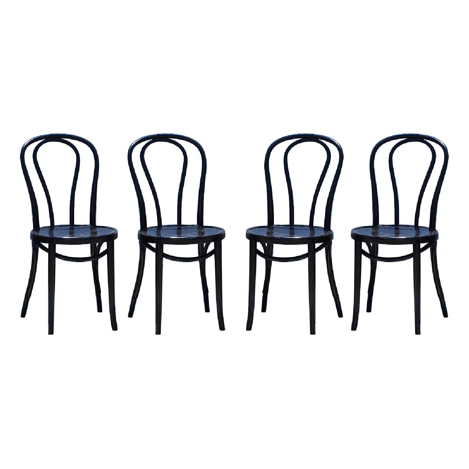 Crate & Barrel French Marble Dining Table w/ 4 Bistro Chairs AptDeco