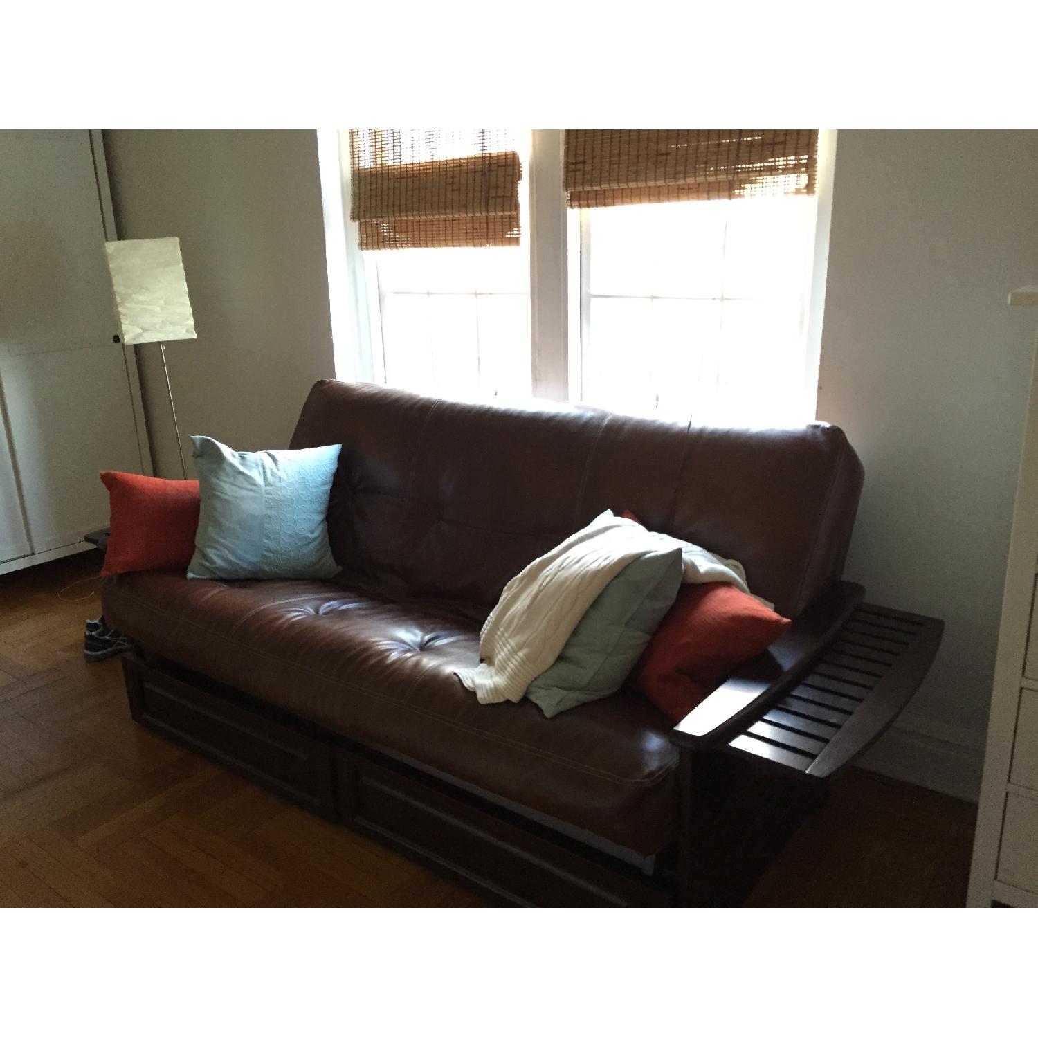 Somette Espresso Futon w/ Storage Drawer - image-1