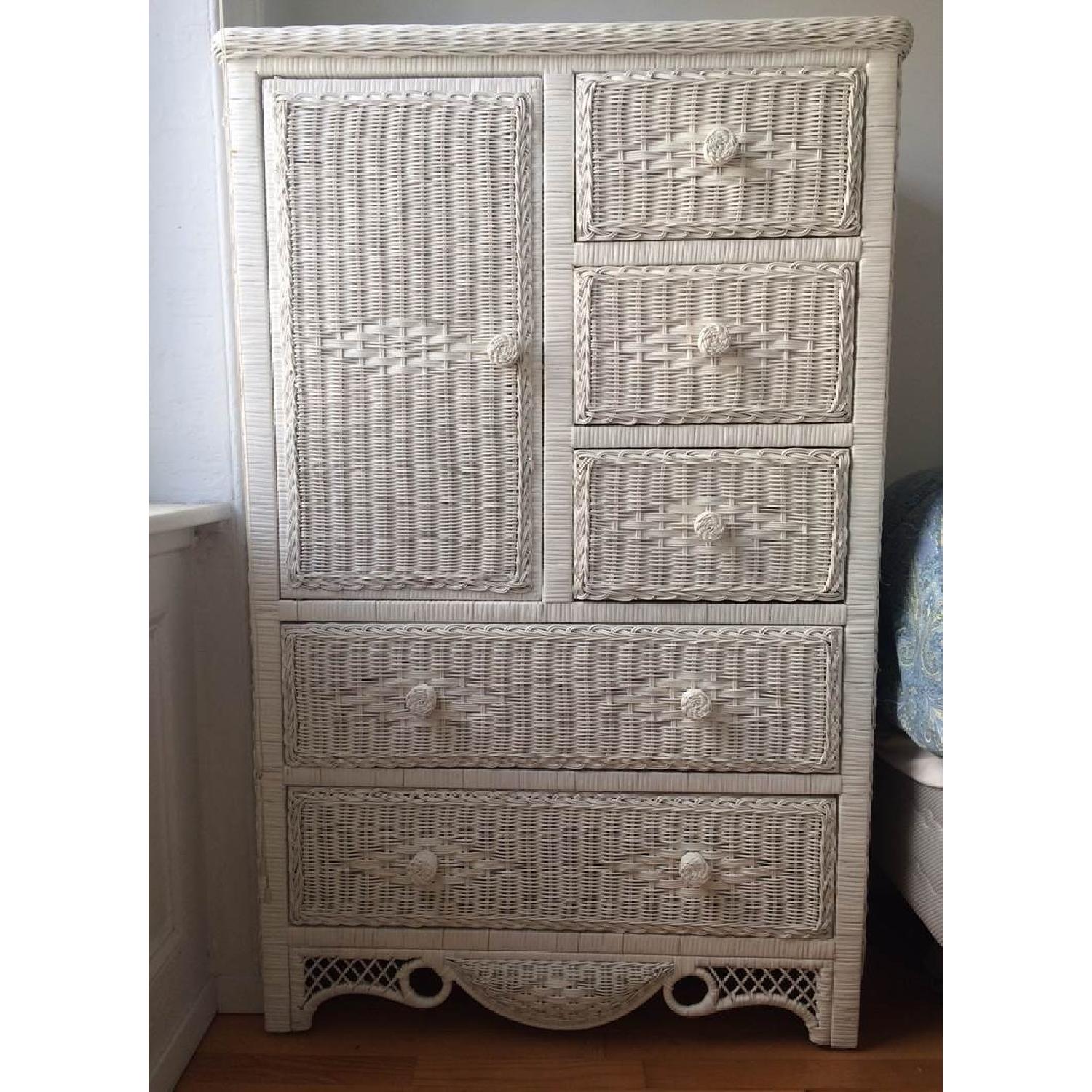 White Wicker Armoire - image-1