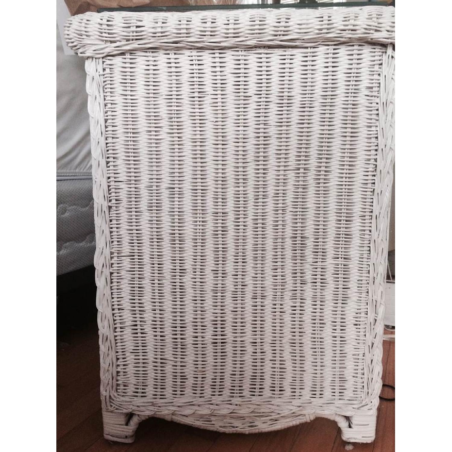 White Wicker Nightstand - image-2