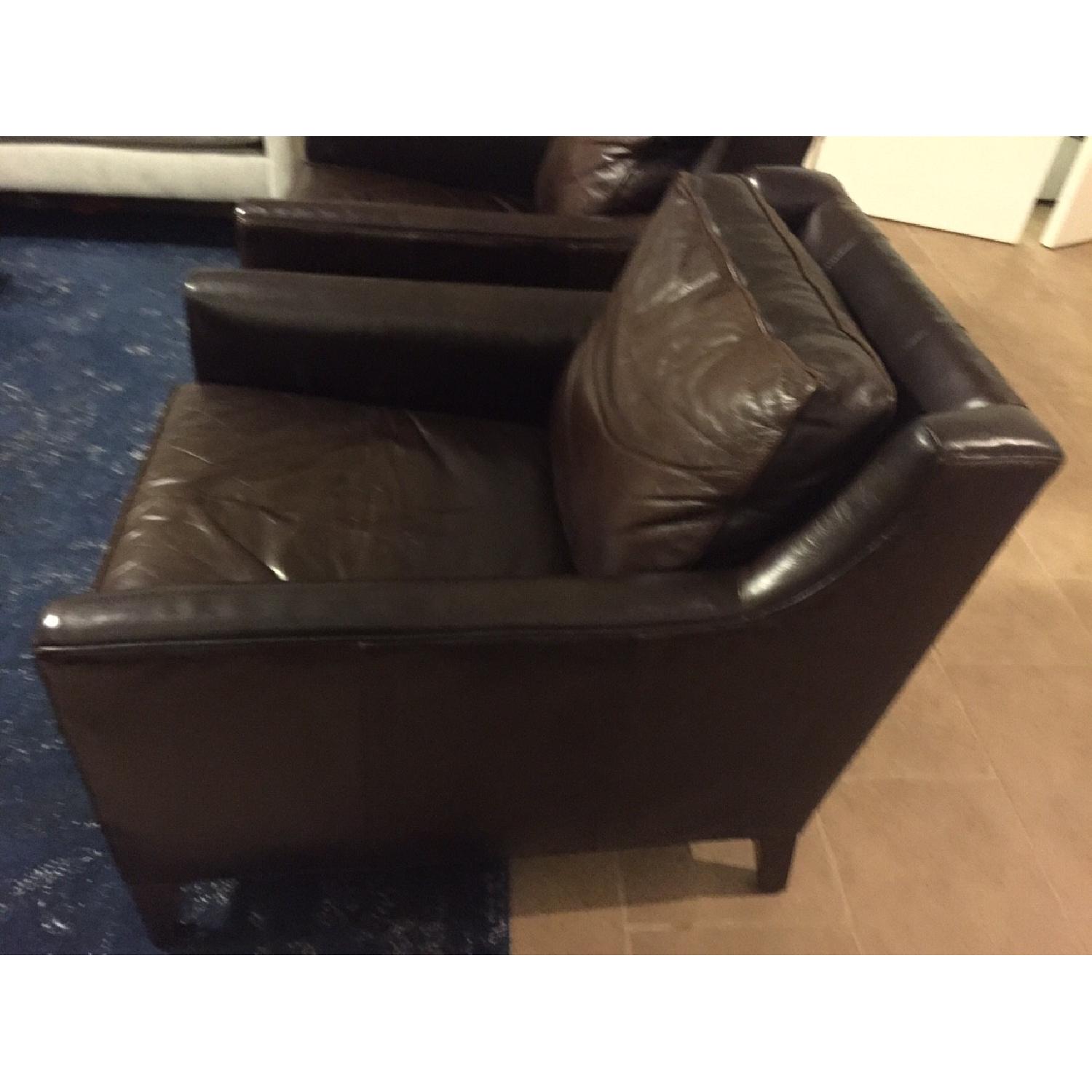 Pottery Barn Leather Chairs & Ottoman - Set of 3 - image-3