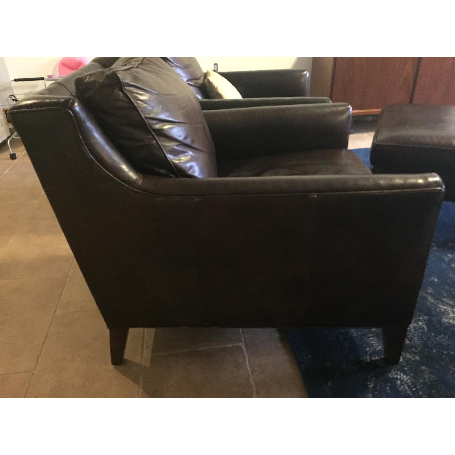 Pottery Barn Leather Chairs & Ottoman - Set of 3 - image-4