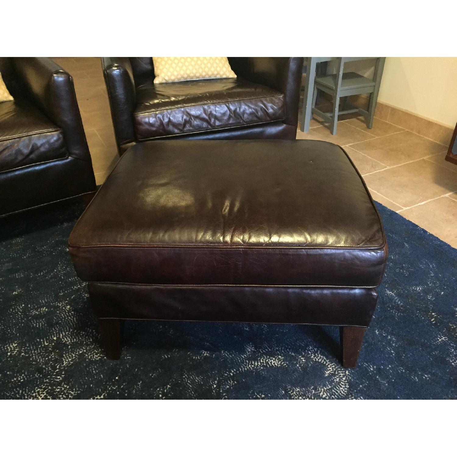 Pottery Barn Leather Chairs & Ottoman - Set of 3 - image-6