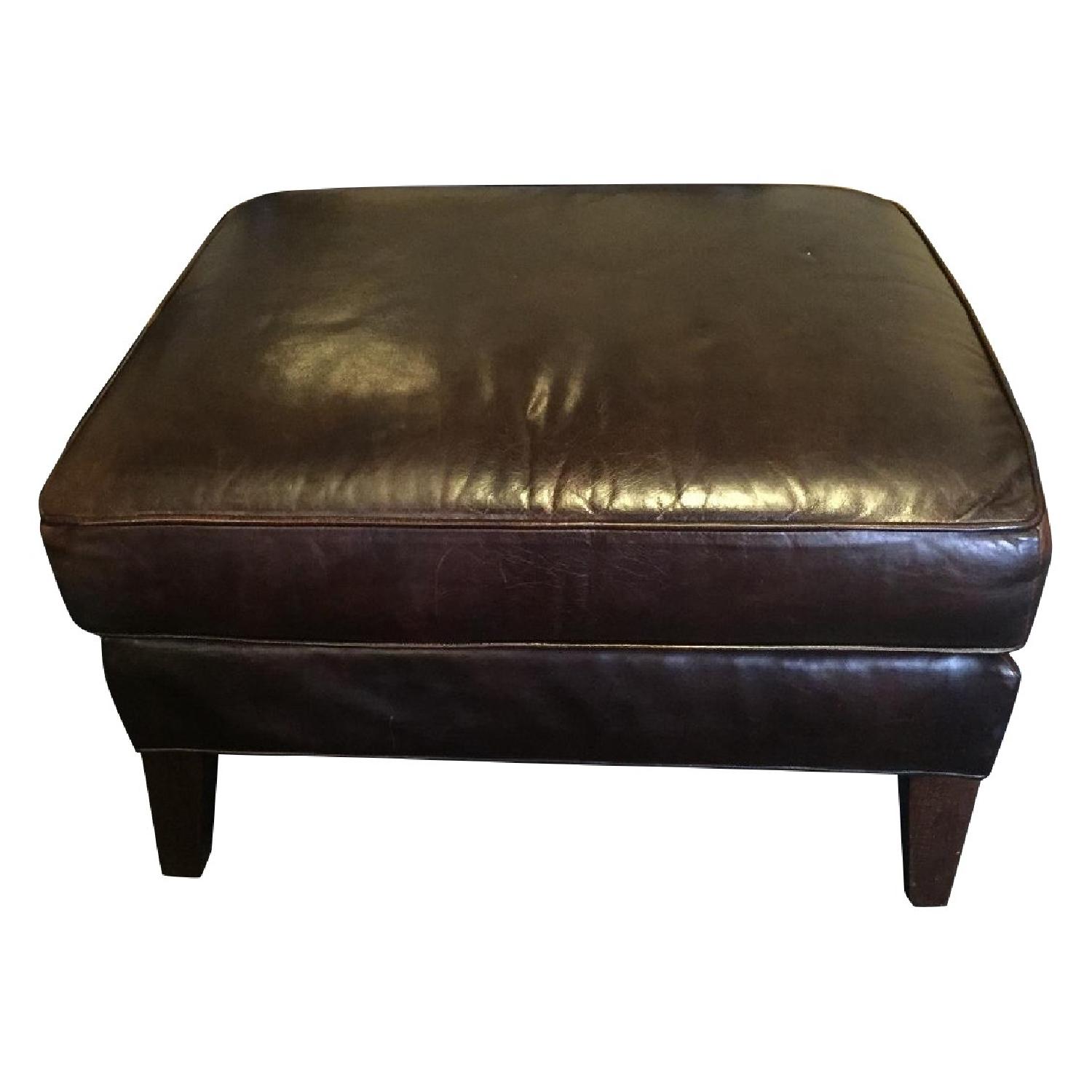 Pottery Barn Leather Chairs & Ottoman - Set of 3 - image-7