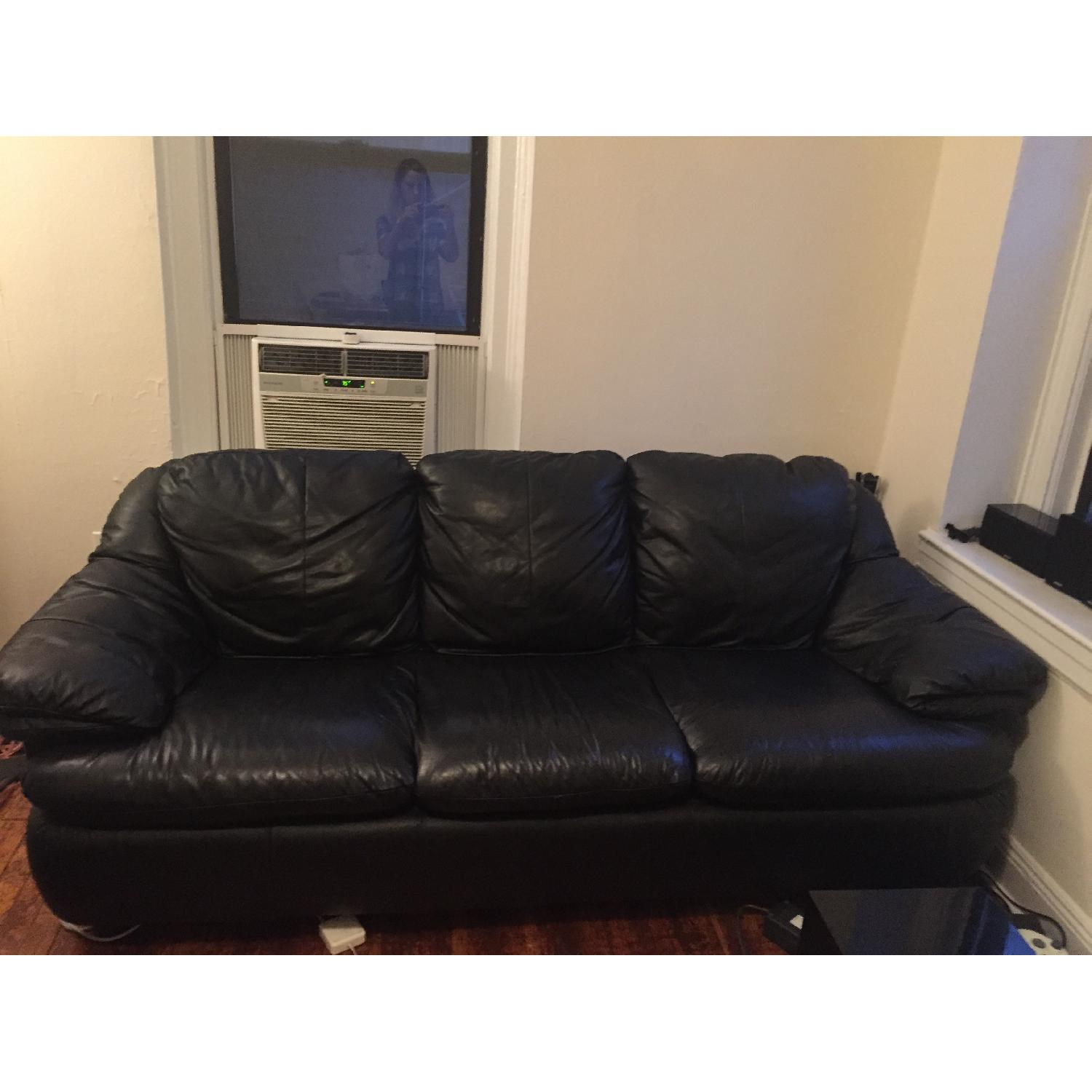 Black Faux Leather 3-Seater - image-1