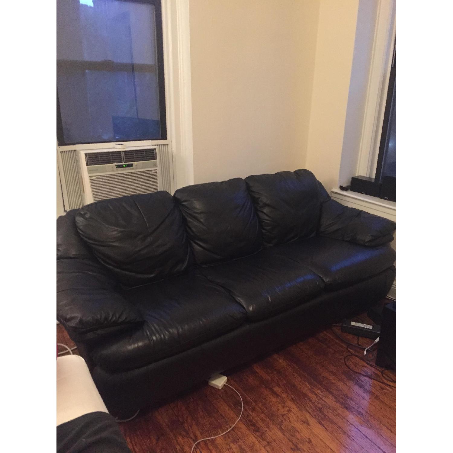 Black Faux Leather 3-Seater - image-2