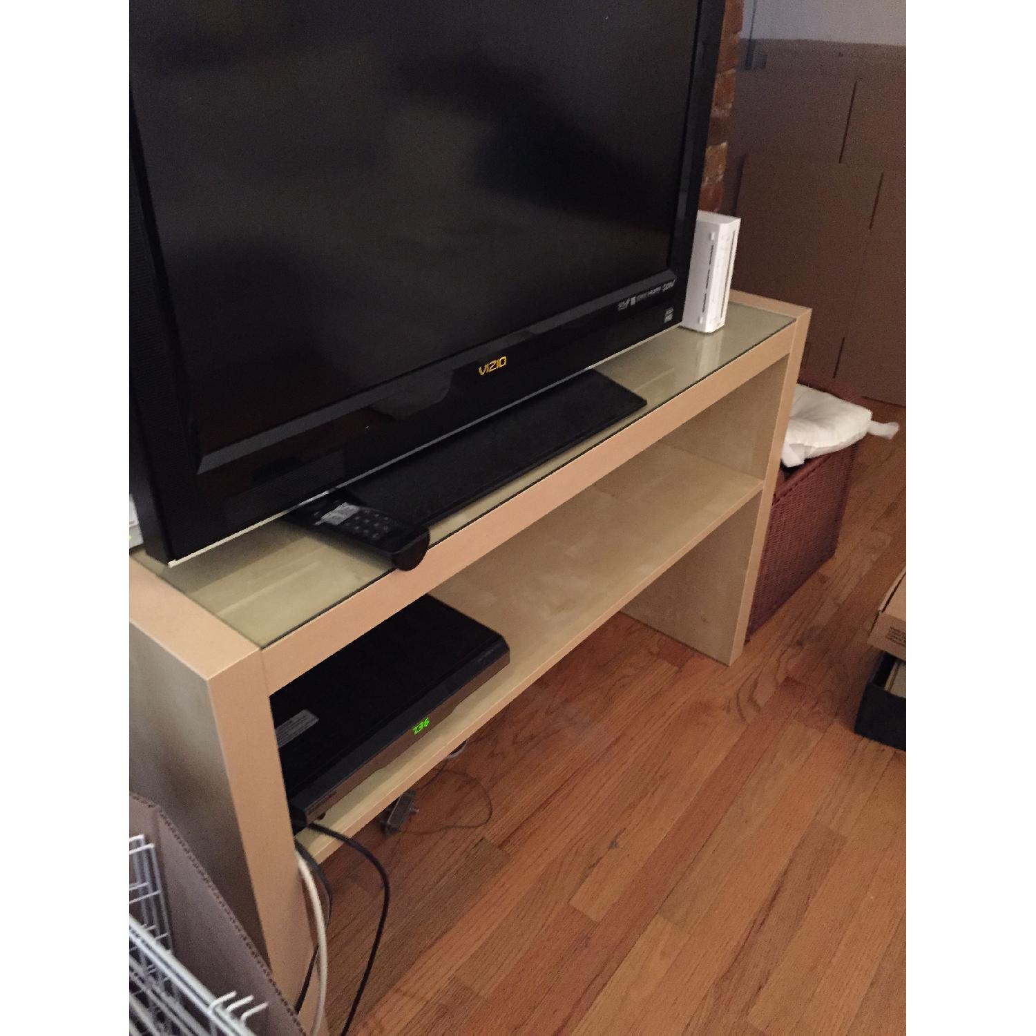Ikea Wooden TV Stand with Glass Top - image-1