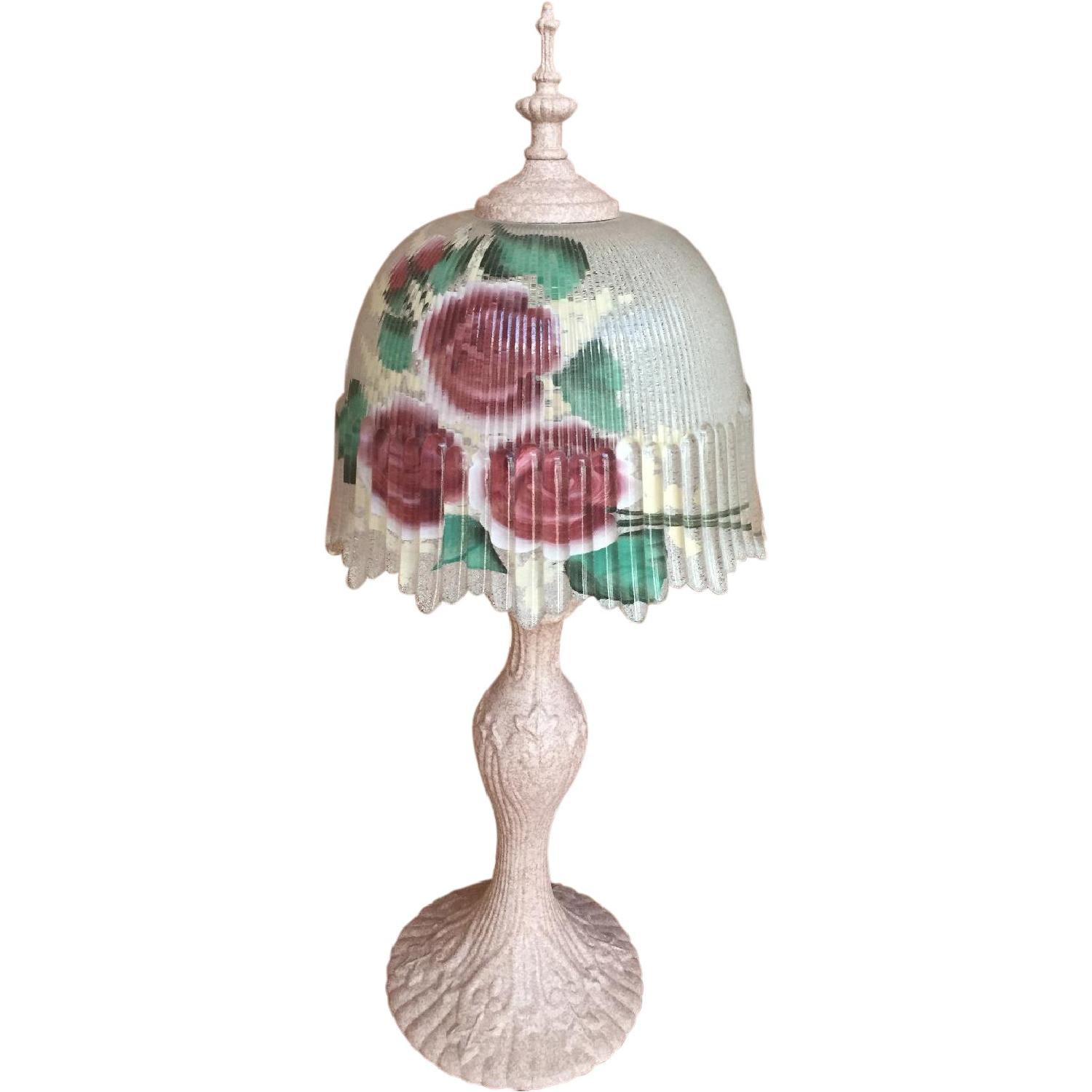 Lighting by Gregory Floral Glass Shade Lamp - Pair - image-0