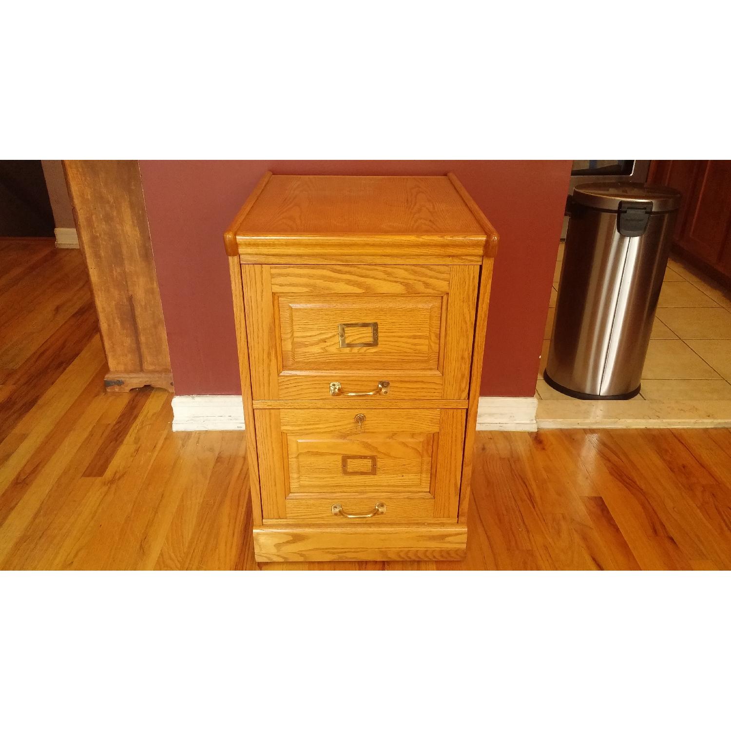 Solid Wood Two-Drawer Filing Cabinet - image-1