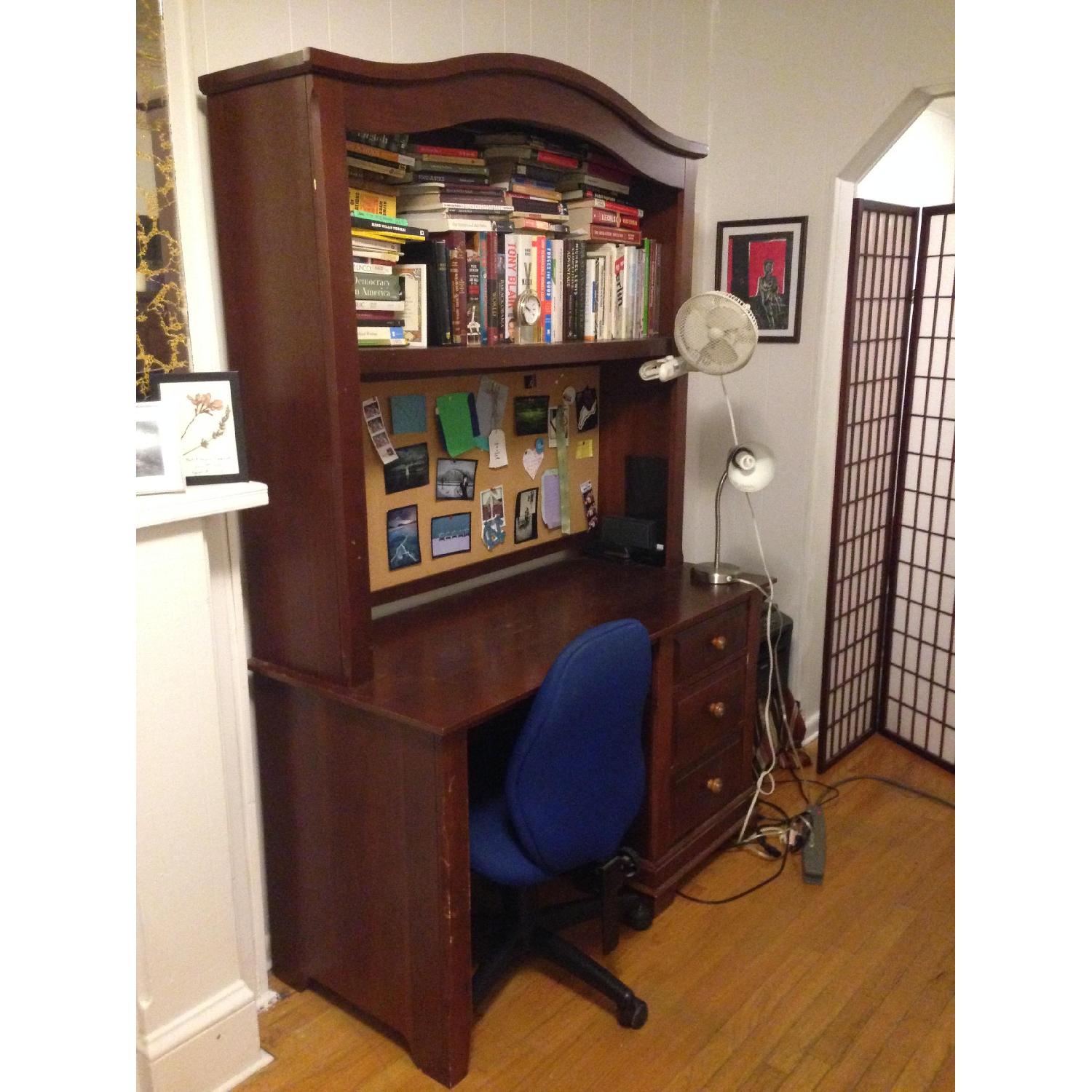 Vaughan-Bassett Cottage Cherry Finish Computer Desk with Hutch - image-3