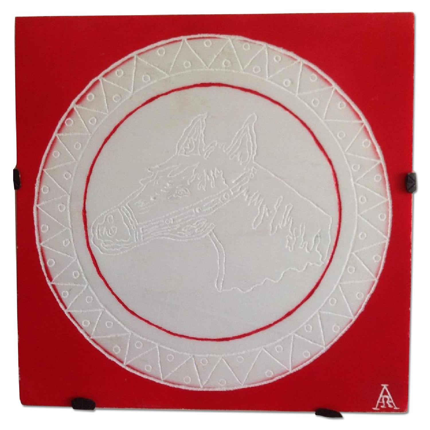 Marble Red Horse Wall Art - image-0