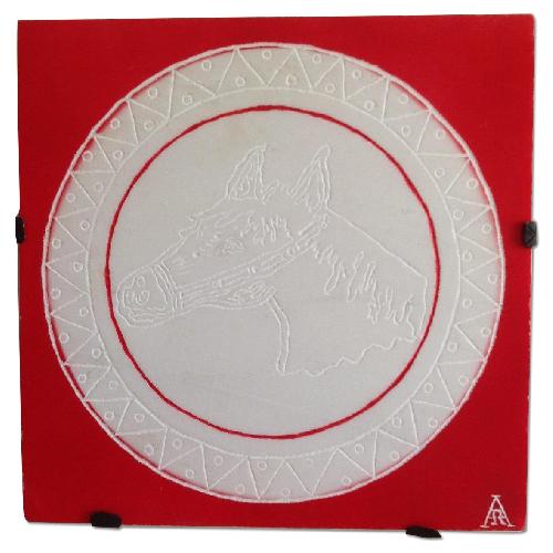 Used Marble Red Horse Wall Art for sale on AptDeco