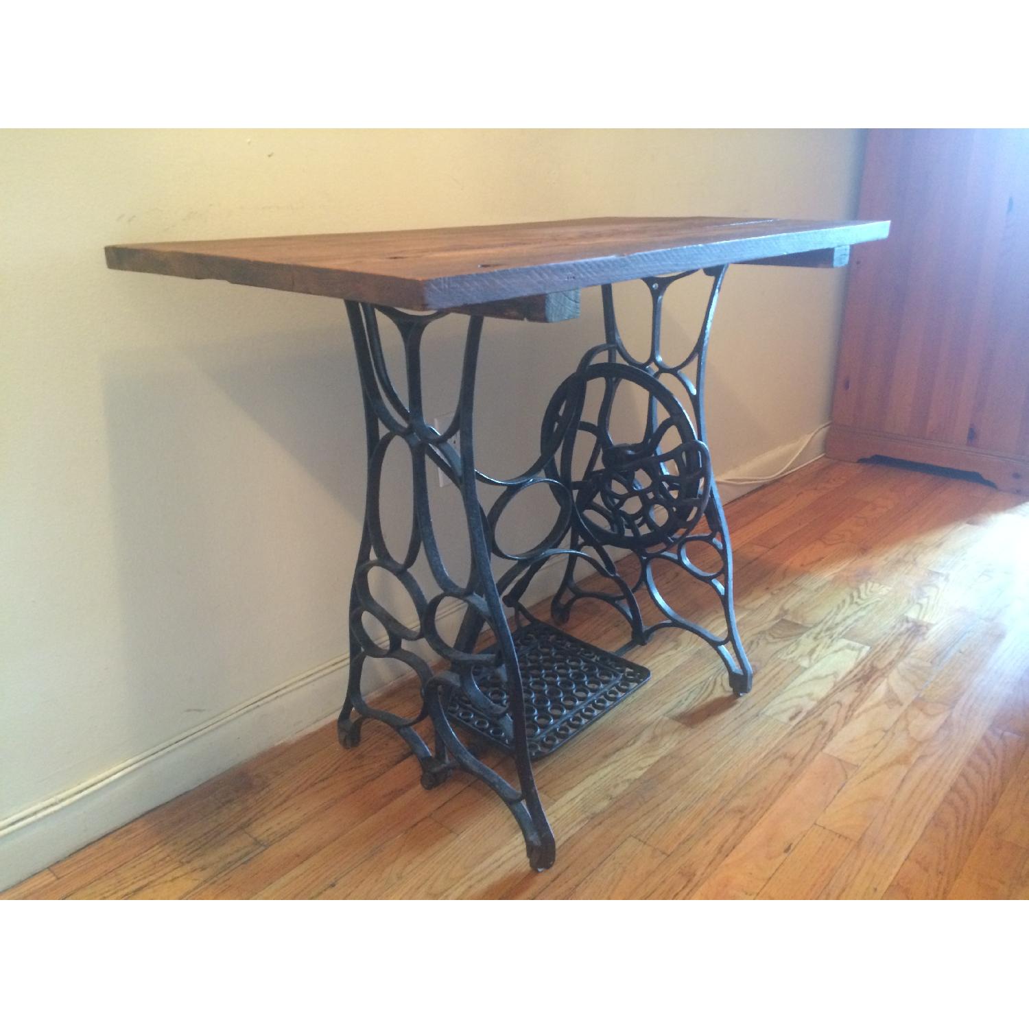 Vintage Reclaimed Wood Table w/ Sewing Table Base - image-3
