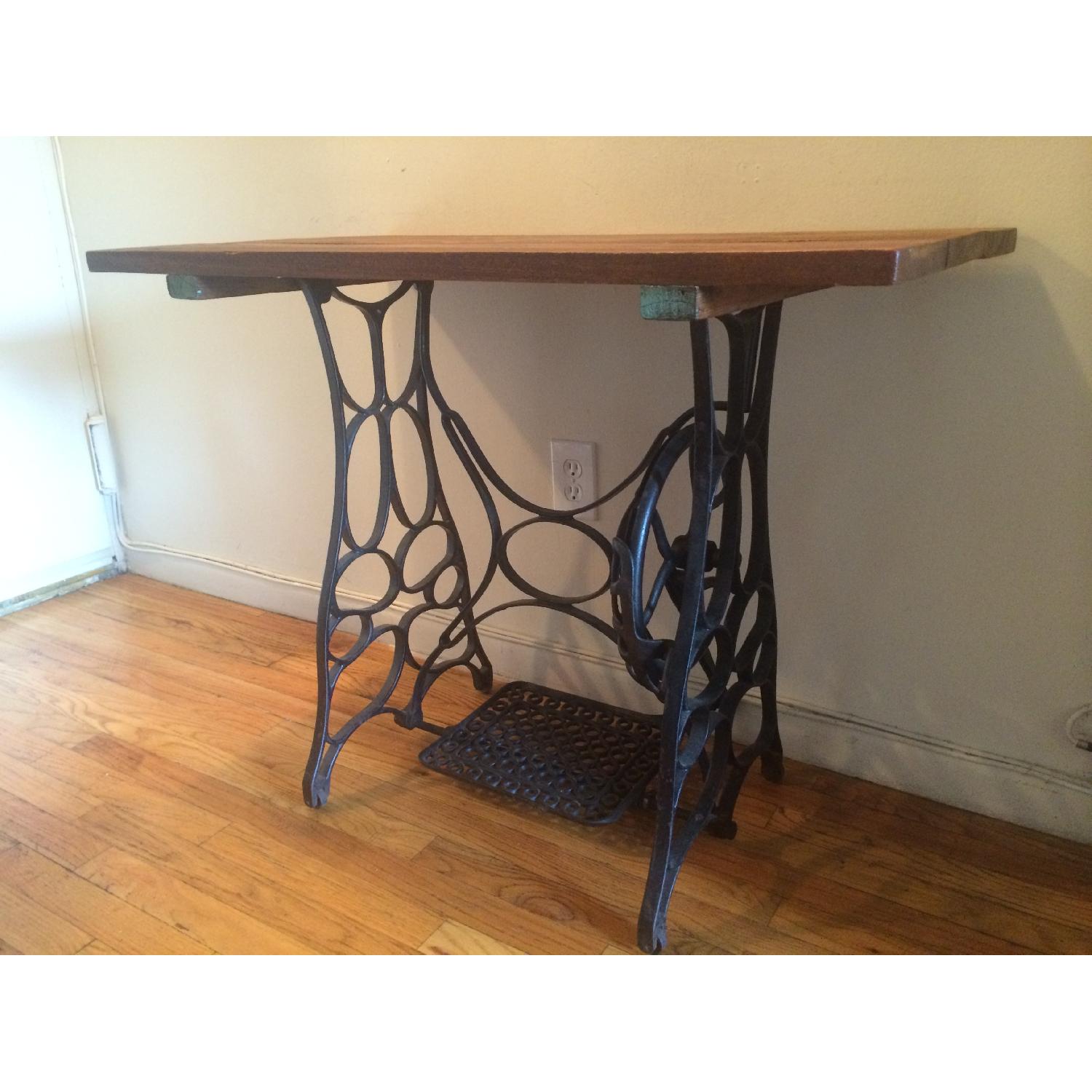 Vintage Reclaimed Wood Table w/ Sewing Table Base - image-5