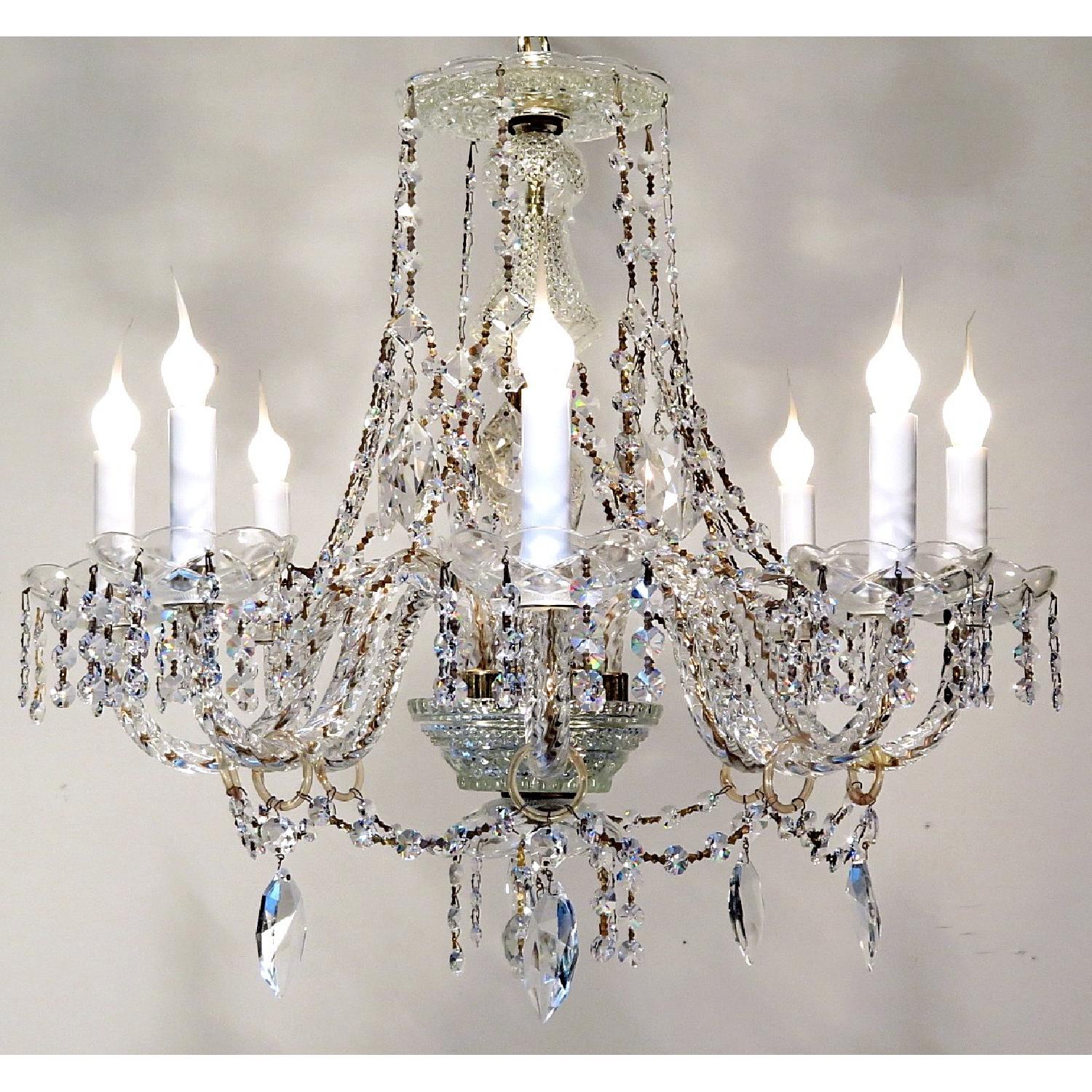 Vintage Crystal Chandelier Lavish with Crystal Drapes Sparkling - image-1