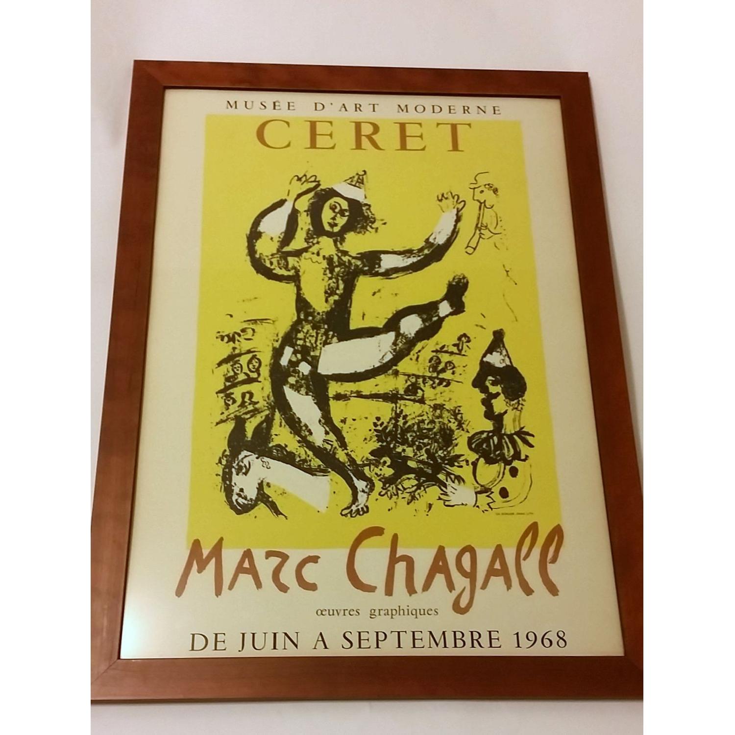 Framed Marc Chagall 1968 Vintage Exhibition Poster - LE CIRQUE - image-1