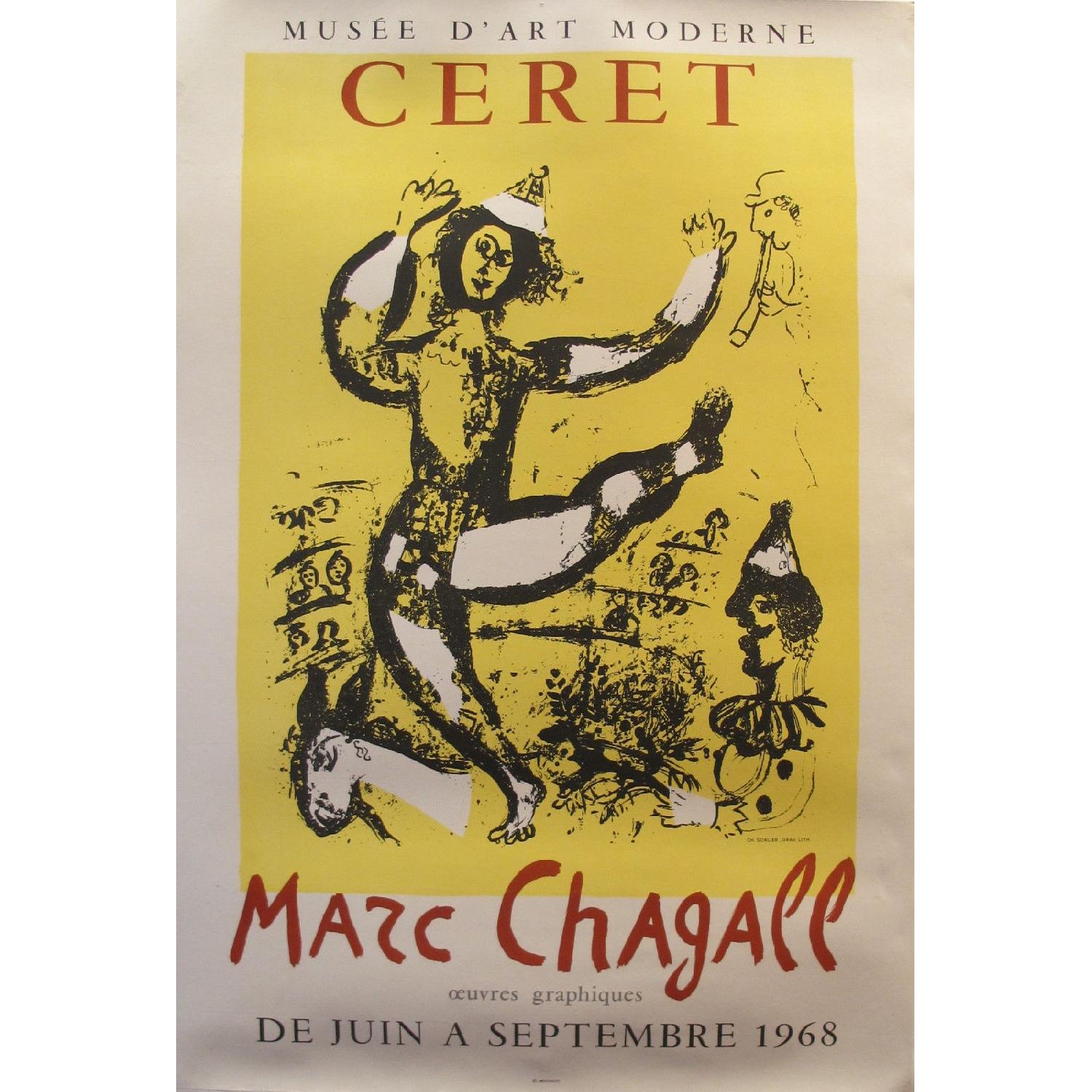 Framed Marc Chagall 1968 Vintage Exhibition Poster - LE CIRQUE - image-3