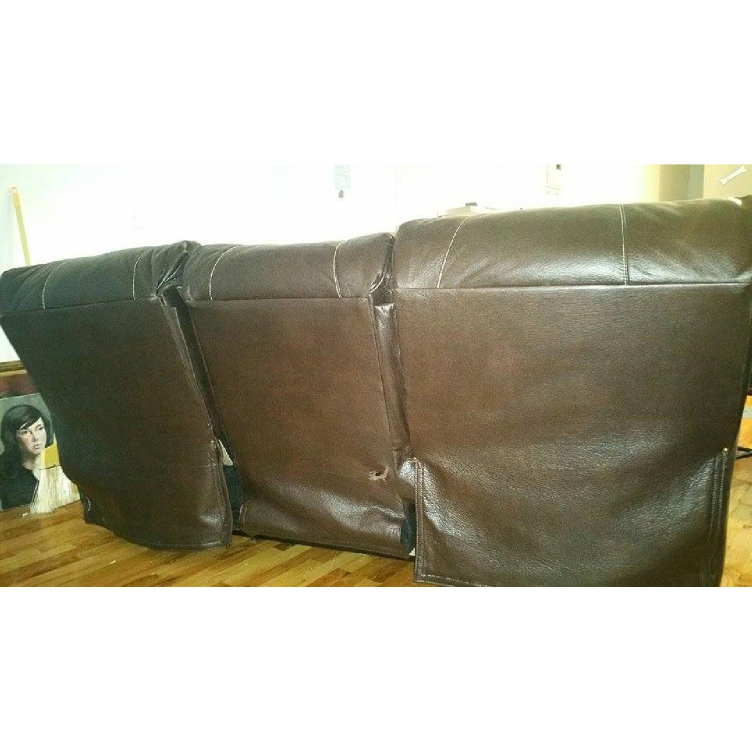 Faux Leather Sofa w/ Side Reclining Seats - image-2