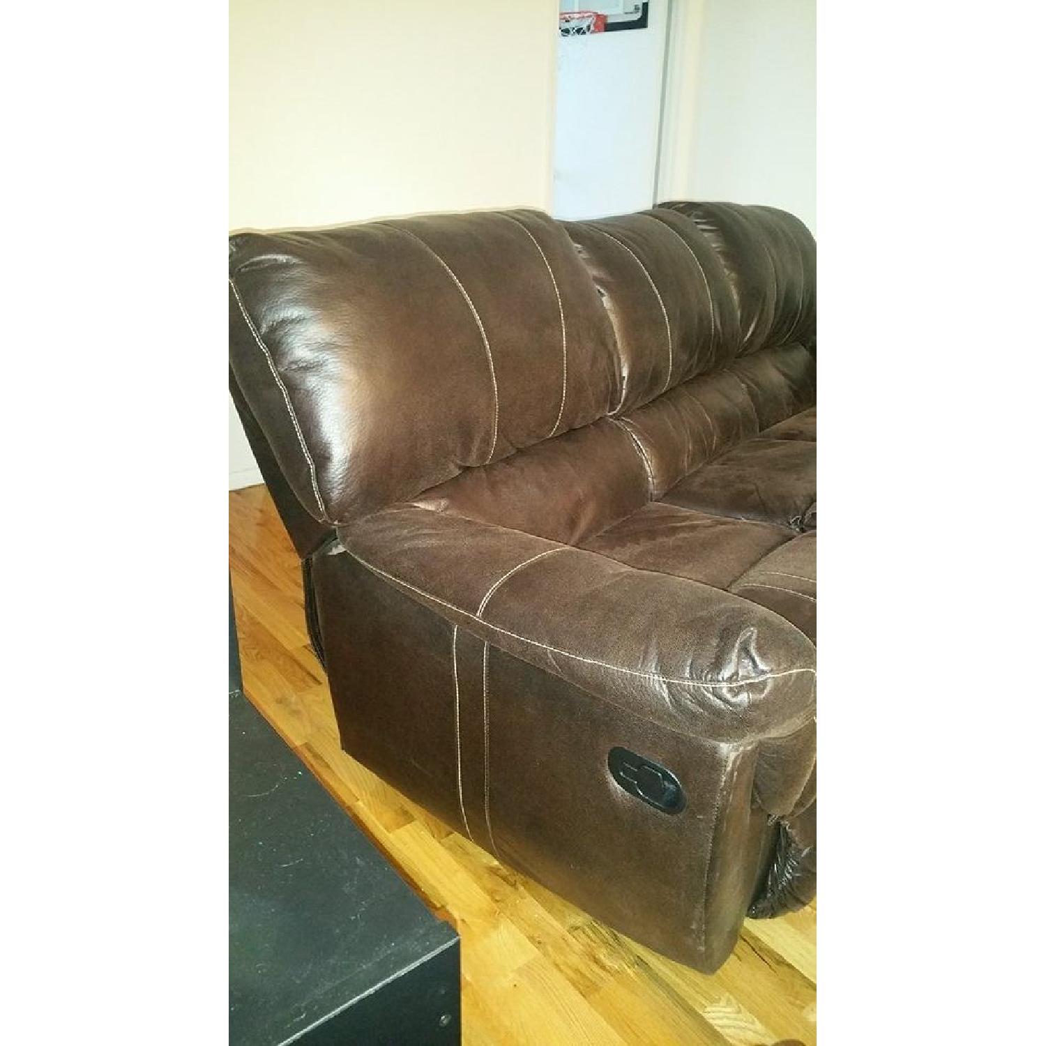 Faux Leather Sofa w/ Side Reclining Seats - image-4