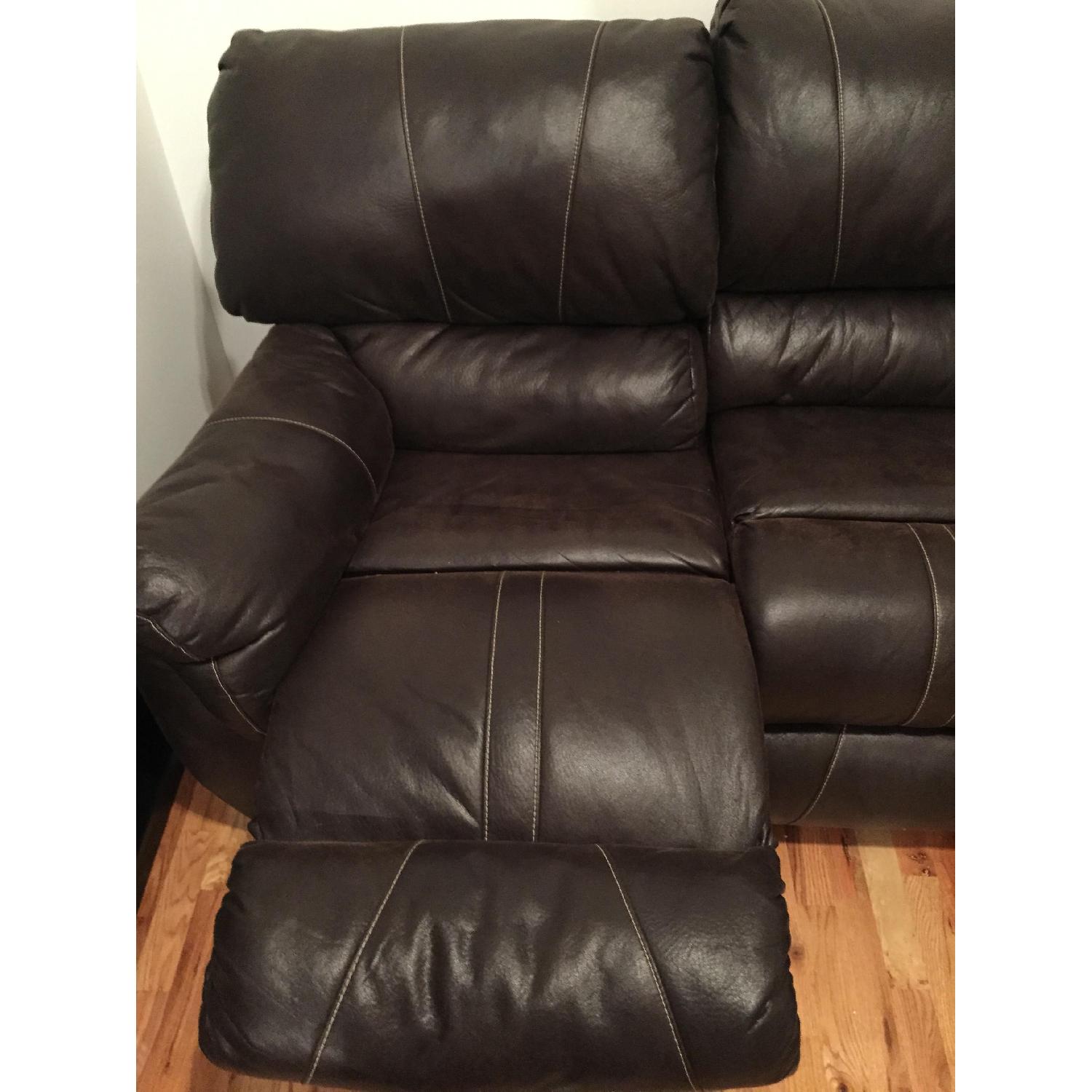 Faux Leather Sofa w/ Side Reclining Seats - image-5