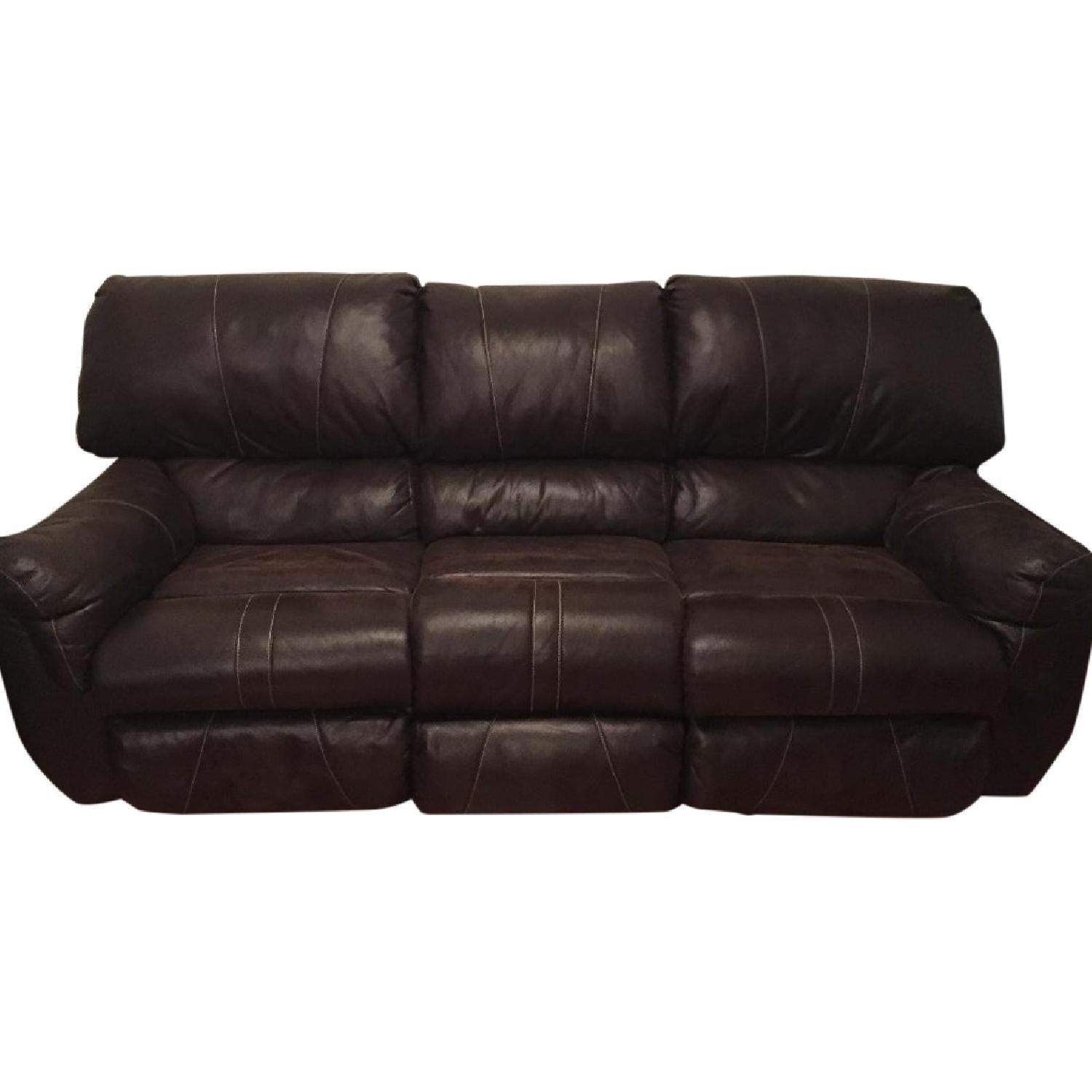 Faux Leather Sofa w/ Side Reclining Seats - image-0