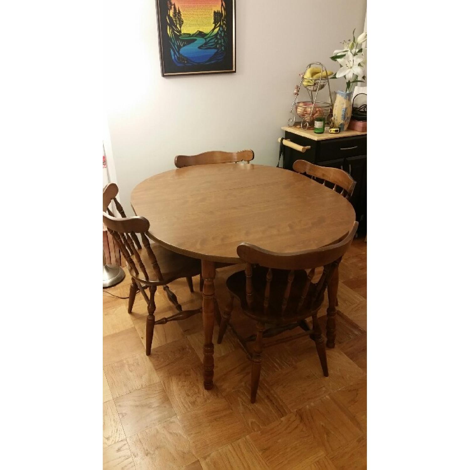 Wood Table w/ 4 Chairs - AptDeco