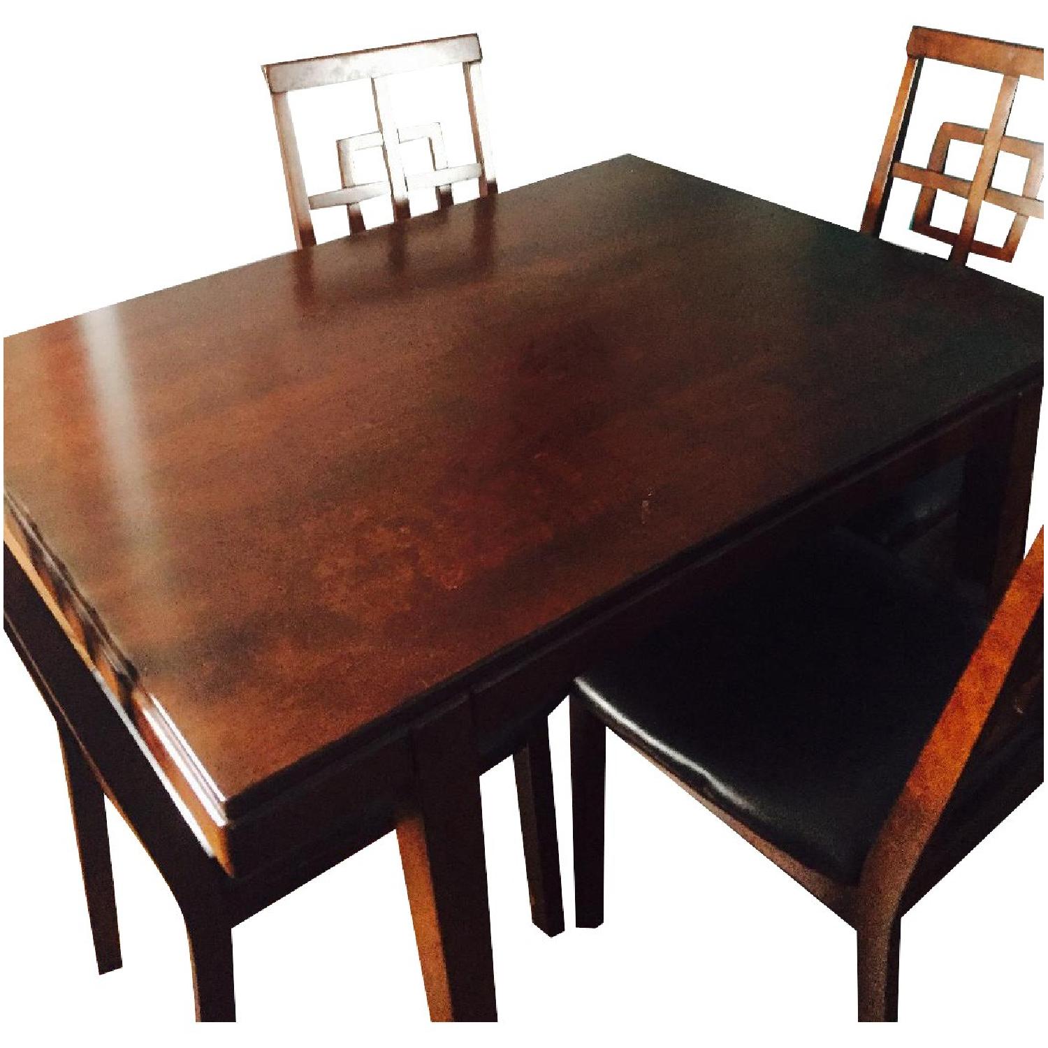 Jennifer Convertibles Solid Wood Dining Table w/ 4 Matching Leather
