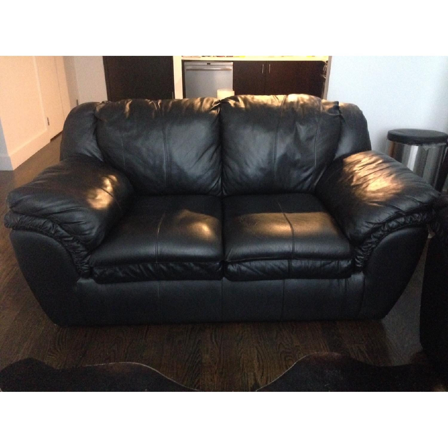 Black Leather Loveseat - image-1