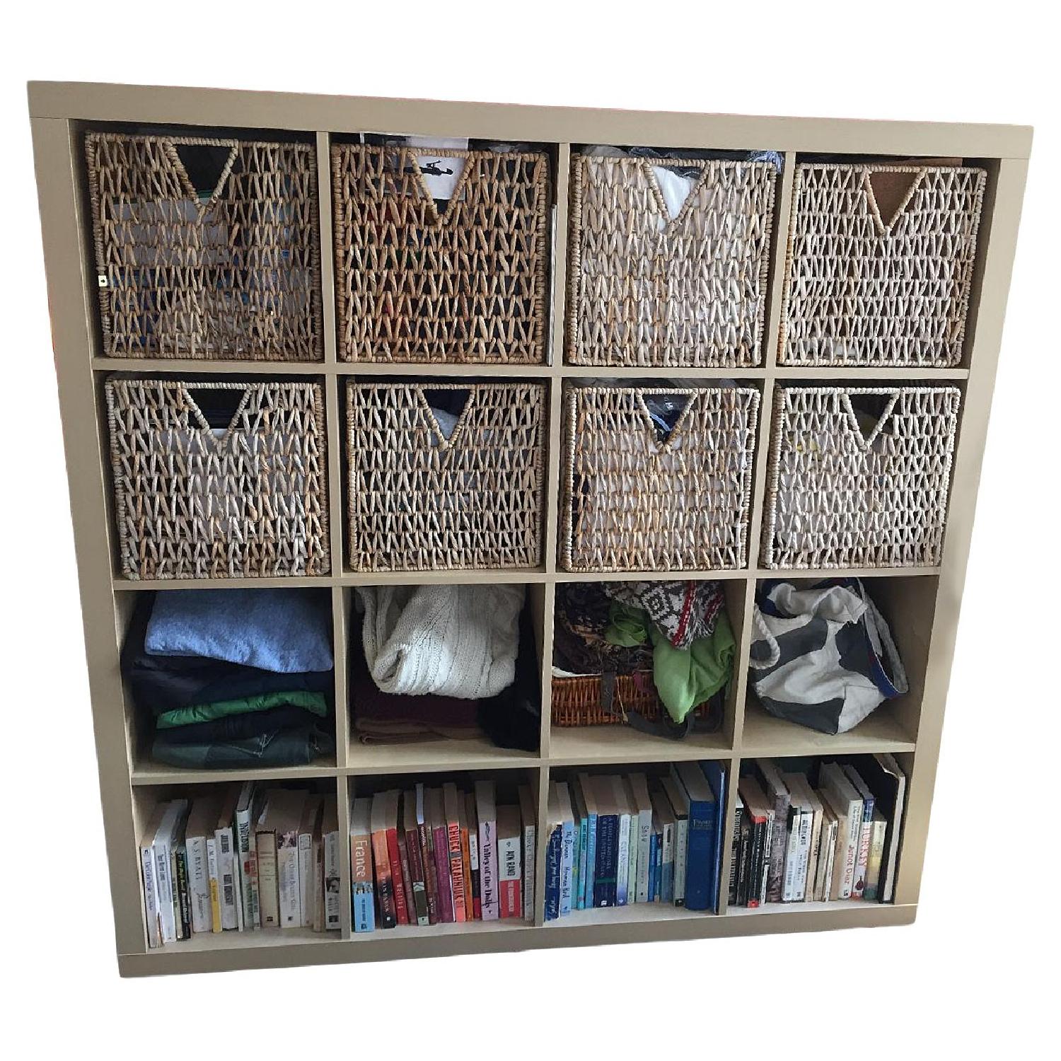 Ikea Expedit Shelf w/ 8 Wicker Baskets AptDeco