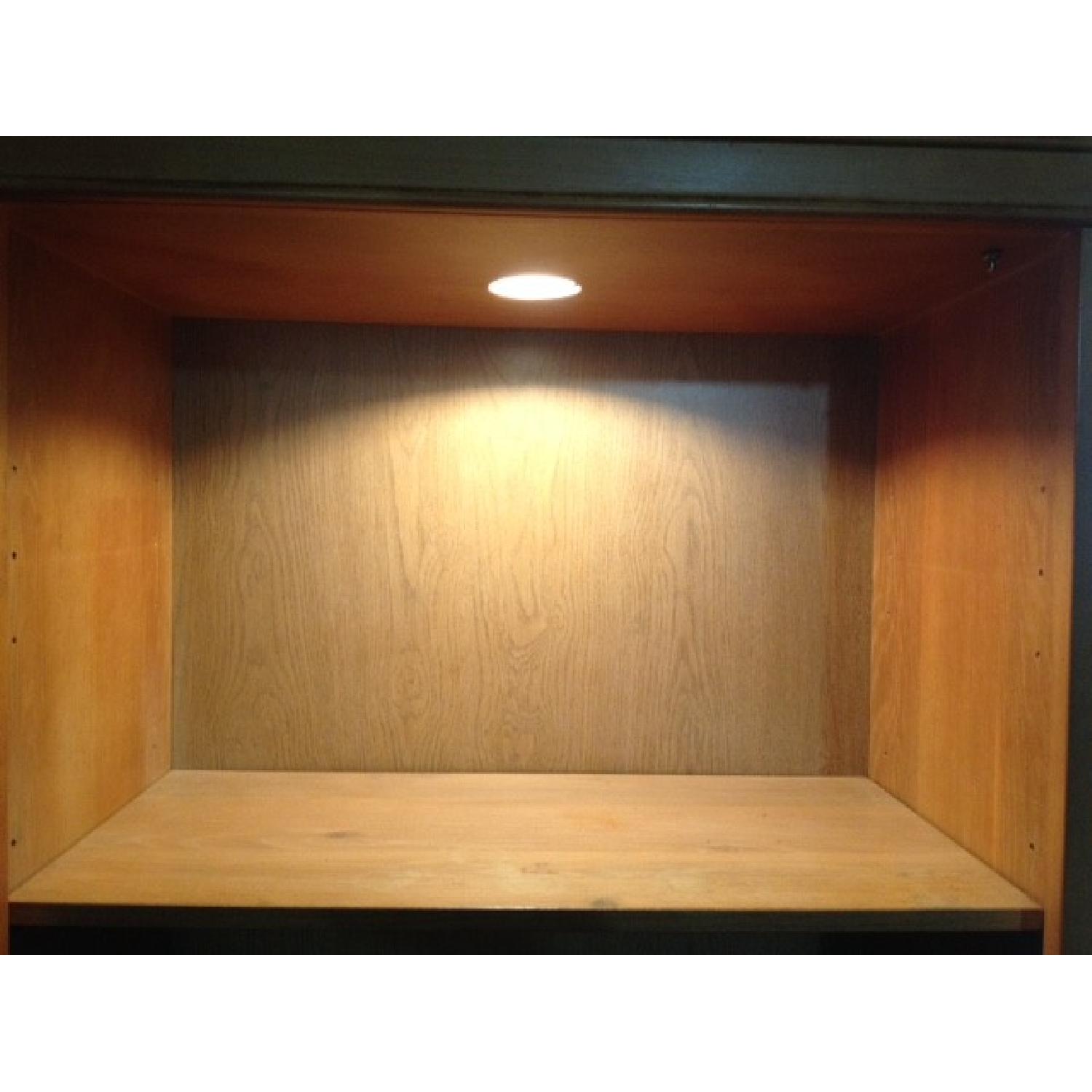 Ethan Allen Solid Oak Bookcase With Recessed Lighting - image-5