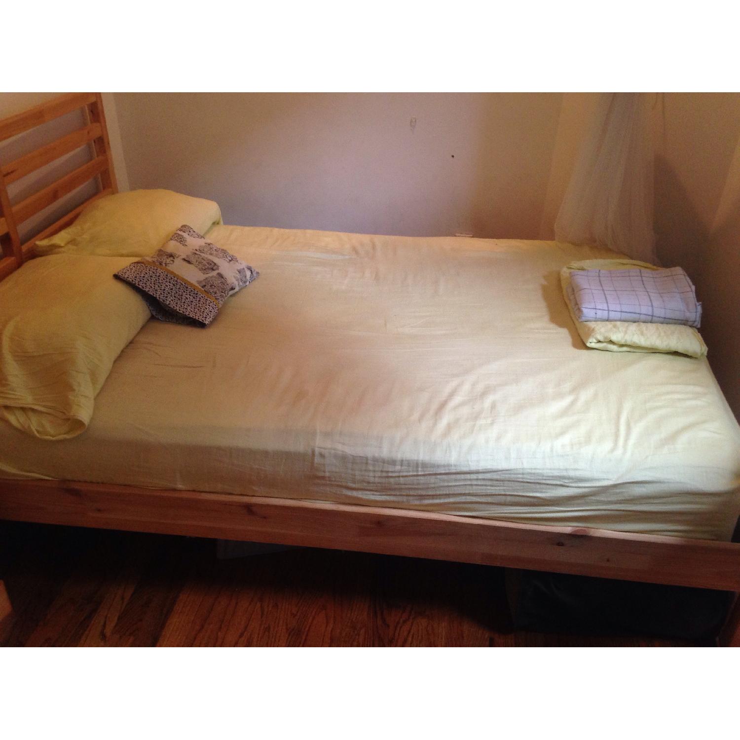 Ikea Tarva Full Bed Frame w/ Luroy Slatted Bed Base AptDeco