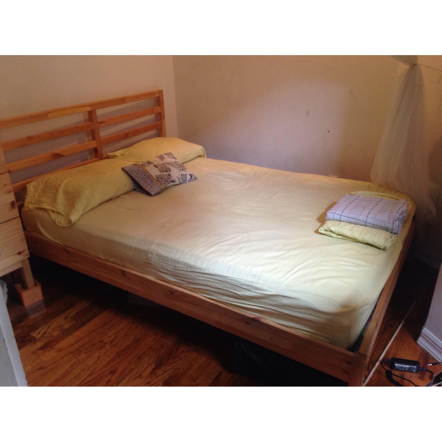 Ikea Tarva Full Bed Frame w/ Luroy Slatted Bed Base AptDeco