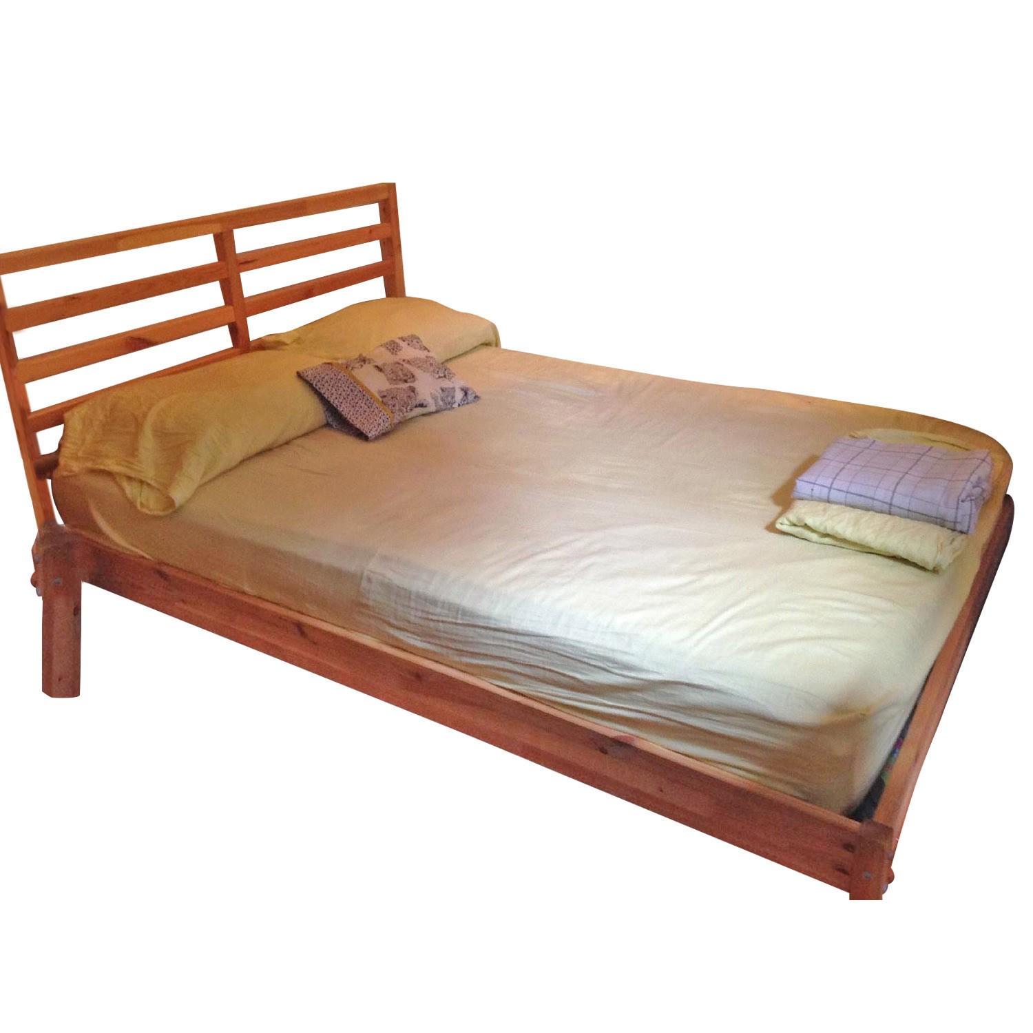 Ikea Tarva Full Bed Frame w/ Luroy Slatted Bed Base AptDeco